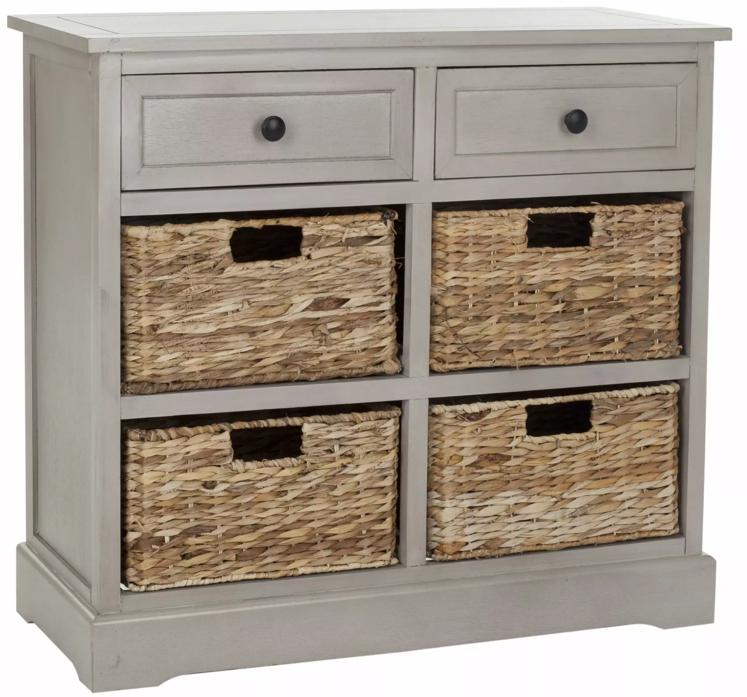 SAFAVIEH Herman 2-Drawer Storage Unit 4 Wicker Bins - Vintage Grey