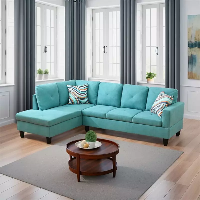 Starhome Living La Venta 2-Piece Flannelette Sectional Sofa Ocean Green Star Home Living