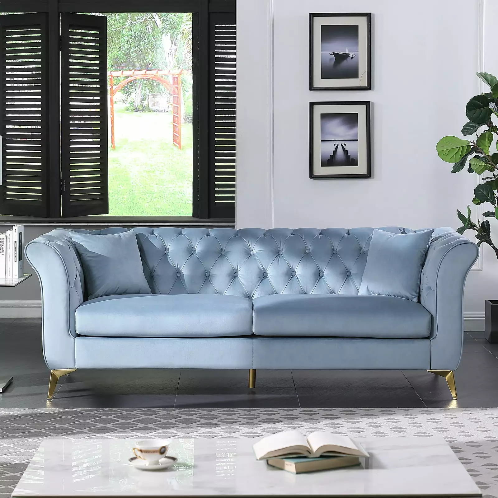 CoSoTower 1856B 3 Seater Sofa Blue Living Room