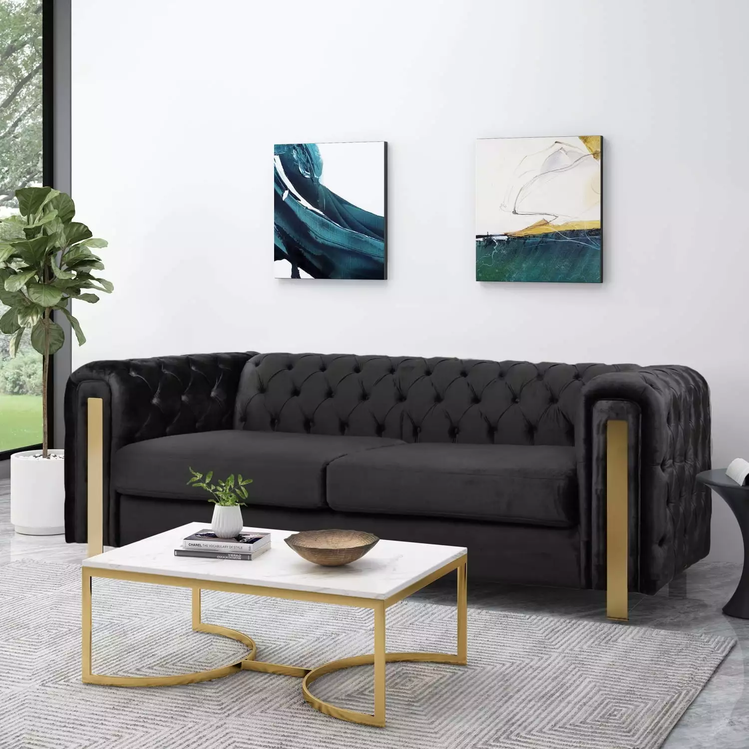 Miekor Furniture Mirod Comfy 3-Seat Sofa Tufted Back and Arm Modern Design Living Room B3A603