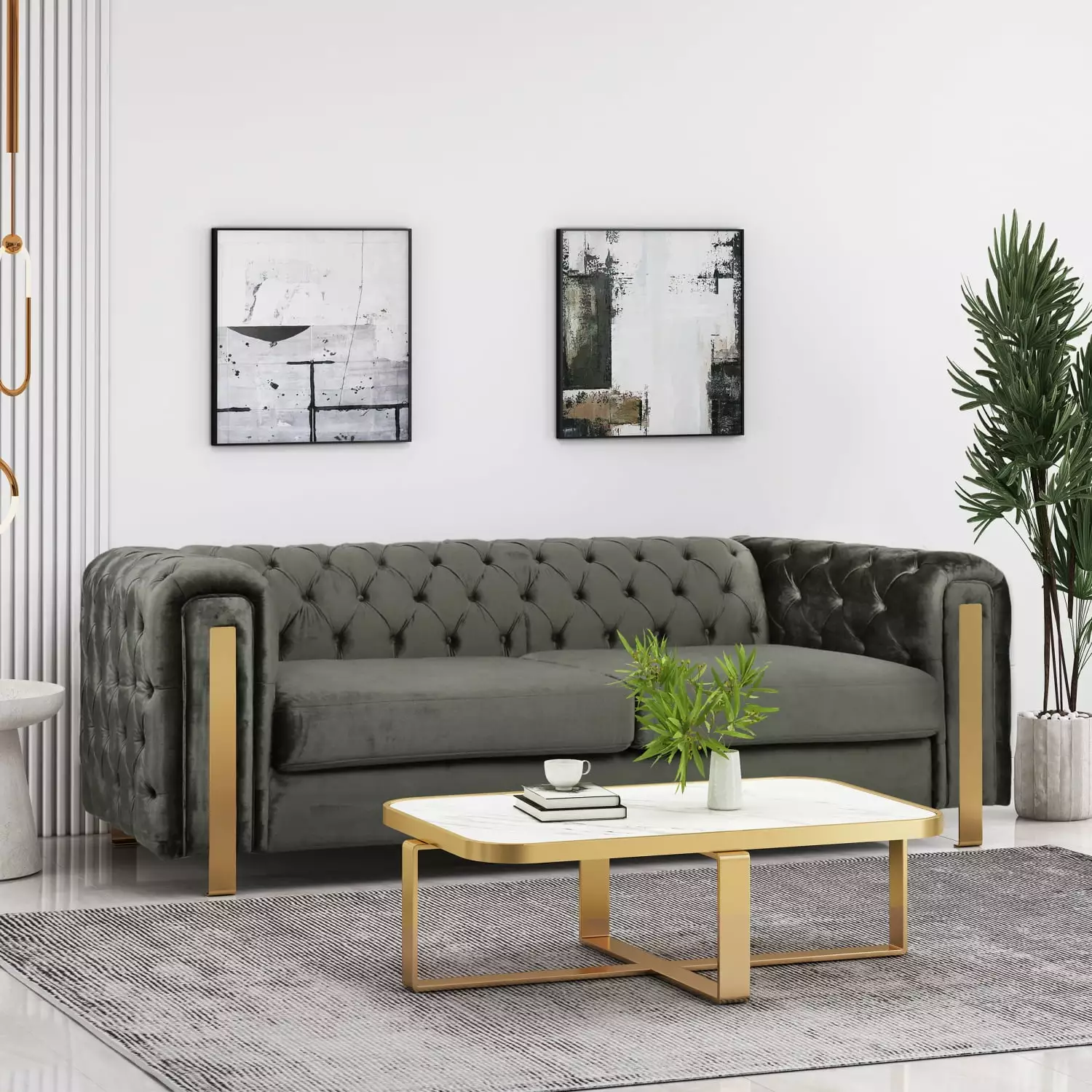 Miekor Furniture Mirod Comfy 3-Seat Sofa Tufted Back and Arm Modern Design Living Room BS0026
