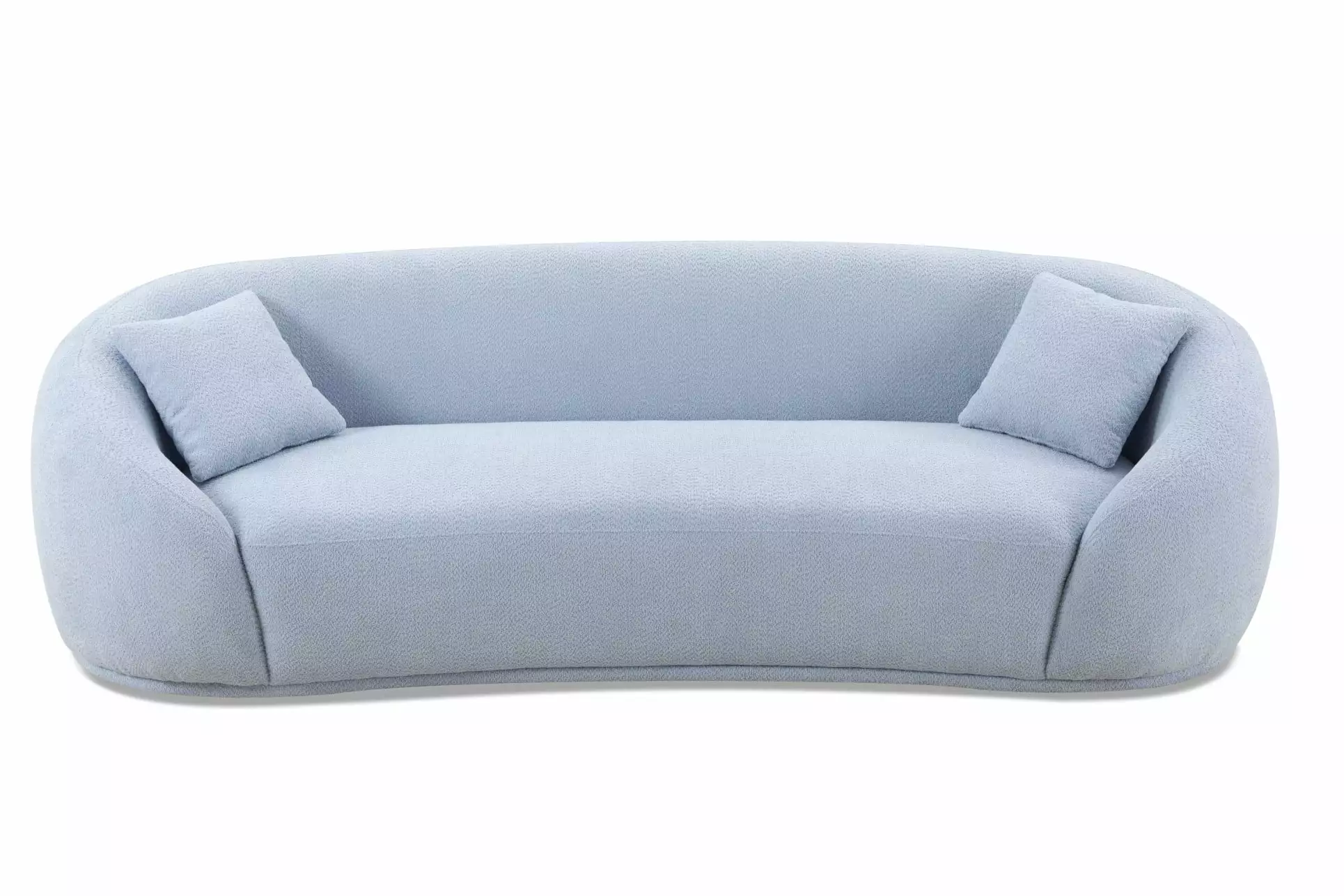 3 Seater Comfy Upholstered Sofa Throw Pillows Modern Half Moon Teddy Wool Sofa Triple Tree
