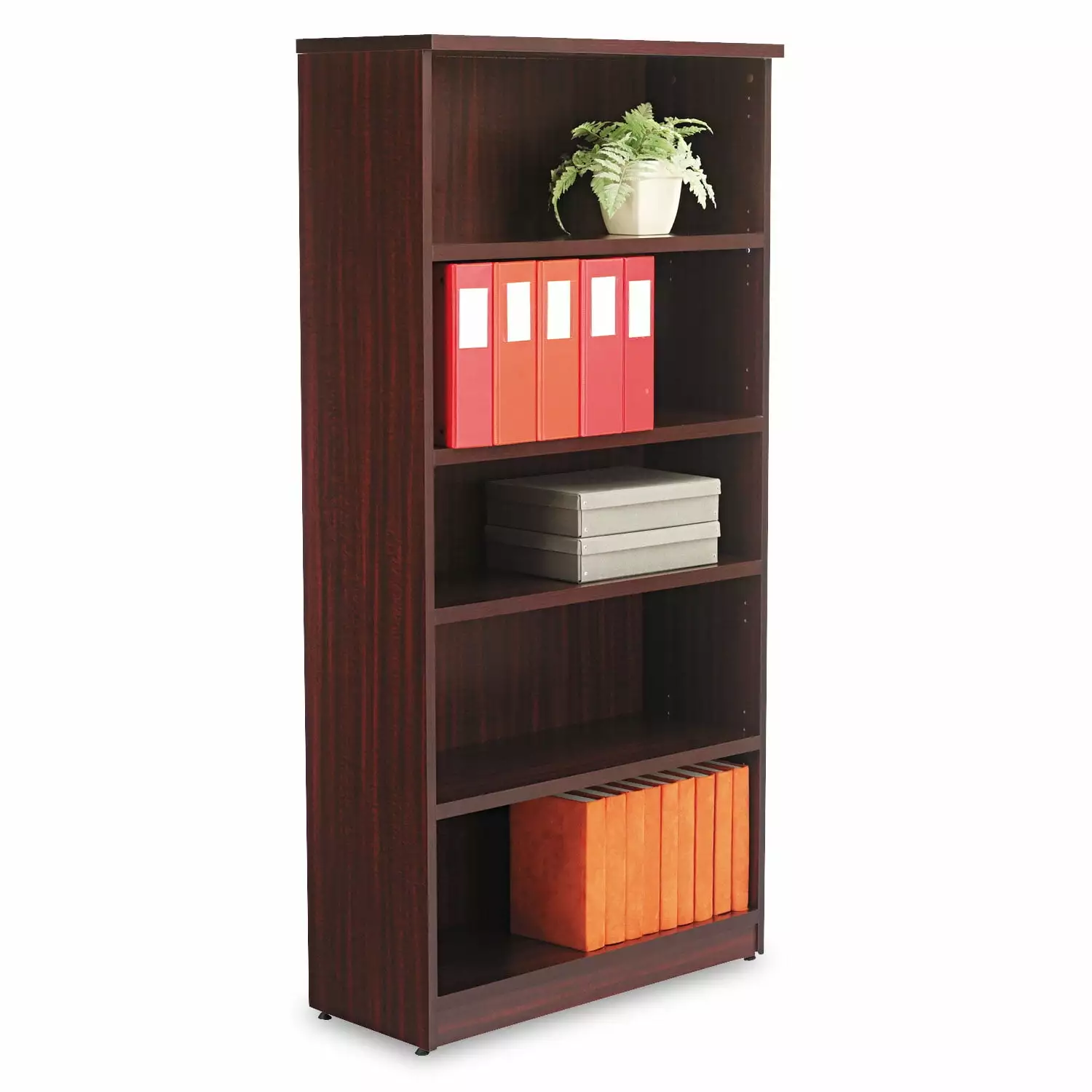 Alera ALEVA636632MY Valencia Series Bookcase 5 Shelves Mahogany