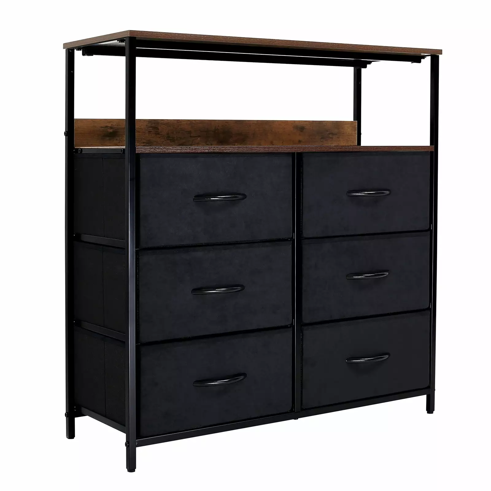 LYNCOHOME 6-Drawer Dresser Modern Cabinet Chest Drawers Rustic Brown Finish