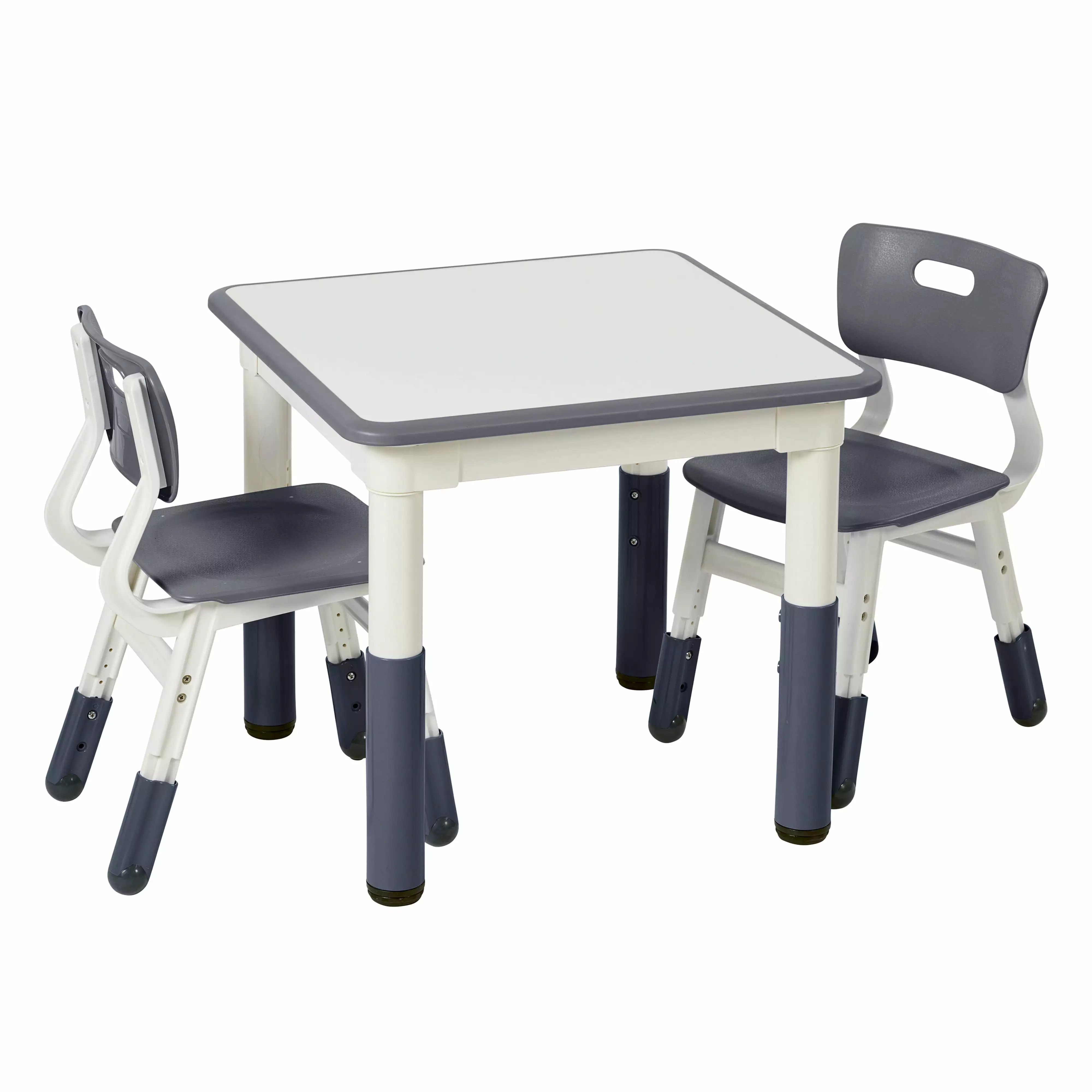 ECR4Kids Dry-Erase Square Activity Table 2 Adjustable Chairs 3-Piece Set Classroom or Home