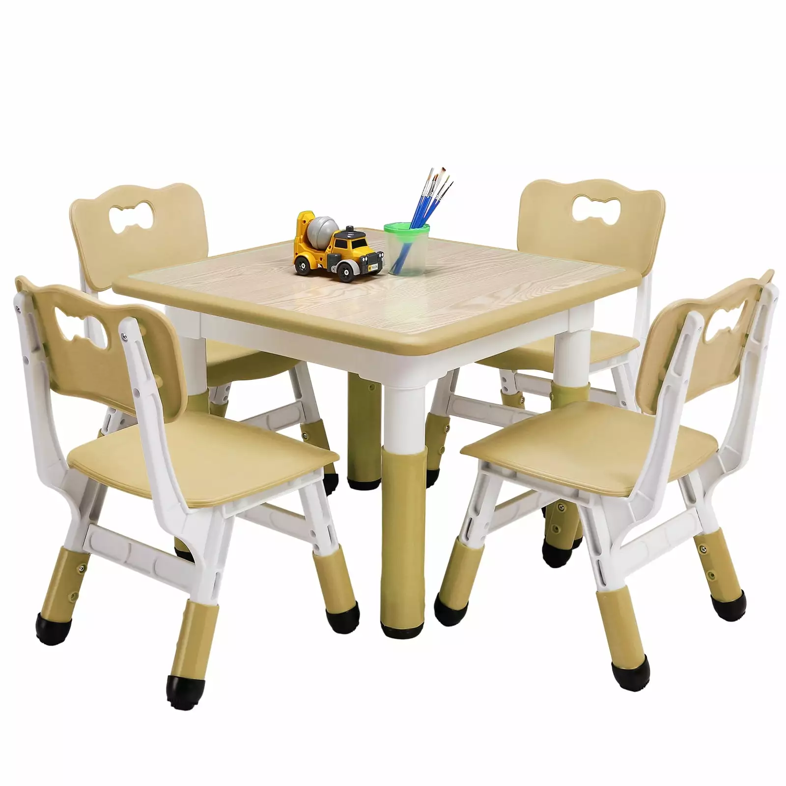 Kids Table and Chairs Set Height Adjustable Arts Crafts Graffiti Desktop Non-Slip Legs Ages 2-10 Outop