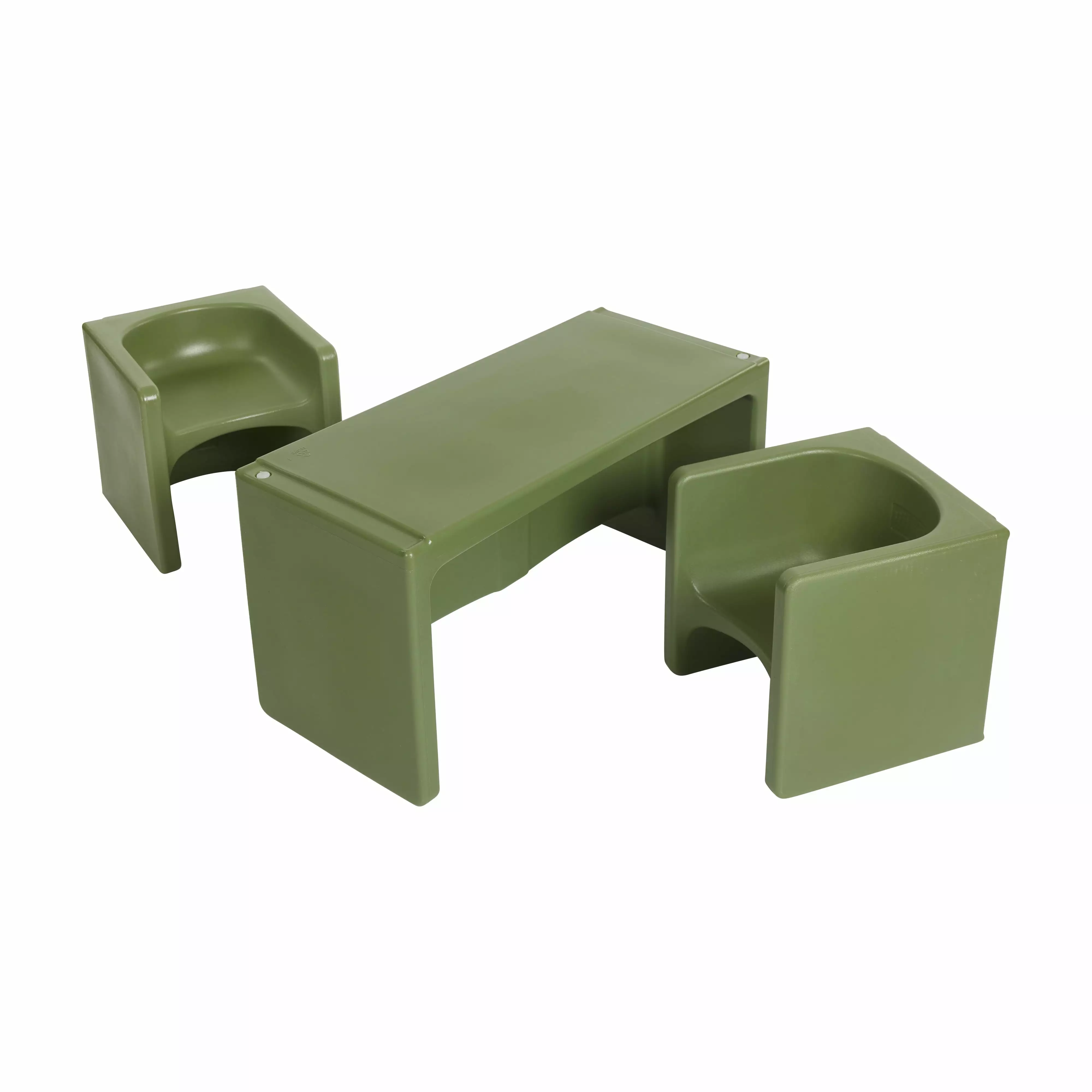 ECR4Kids Tri-Me Table and Cube Chair Set Hunter Green 3-Piece