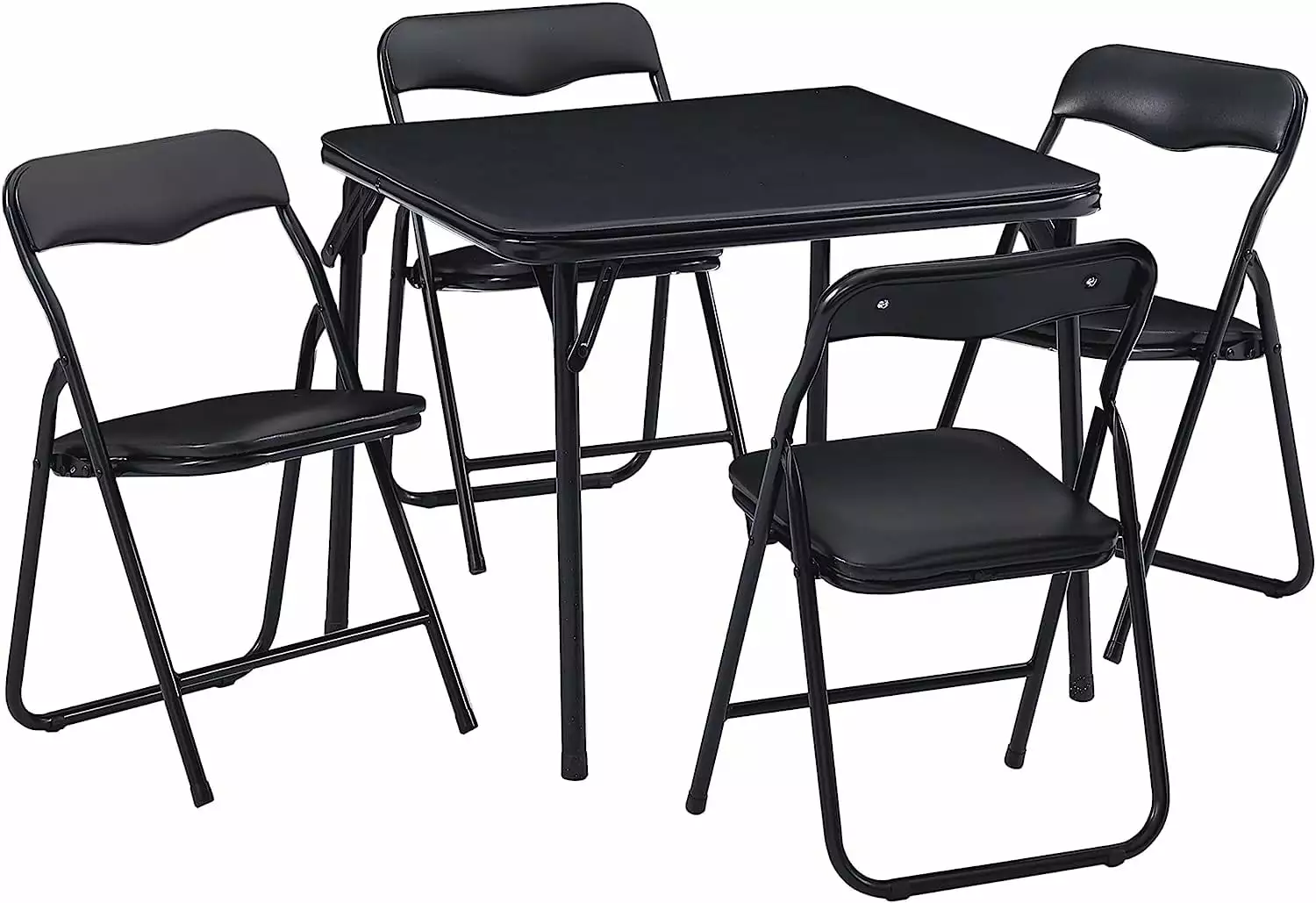 VECELO Kids Folding Activity Table and Chairs 5 Pcs Set Ultra Soft PU Padded Cushion Black