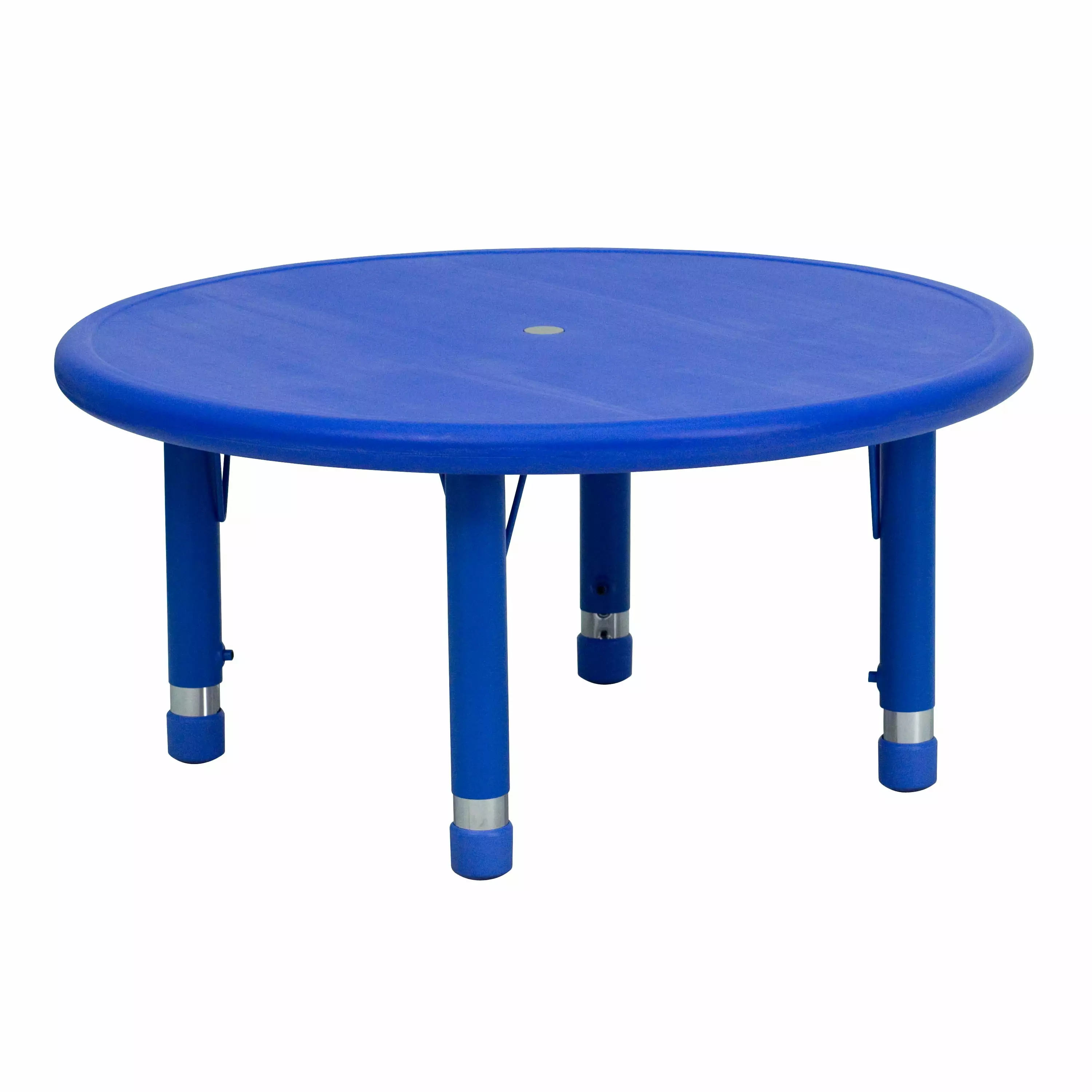 BizChair 33 Inch Round Blue Plastic Height Adjustable Activity Table Kids and Classrooms
