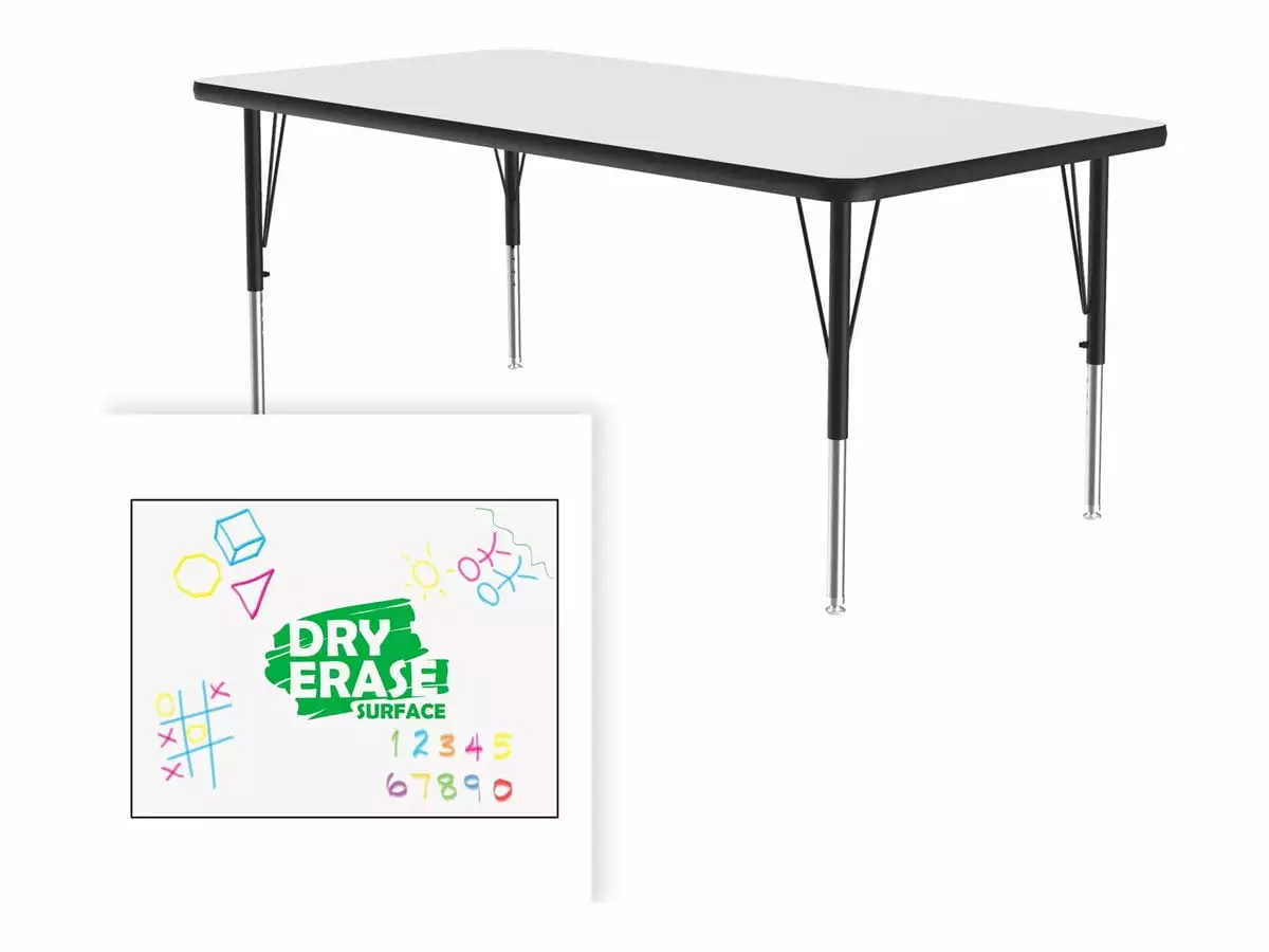 Correll 30x48 Wood Markerboard Dry Erase Activity Table Black and White