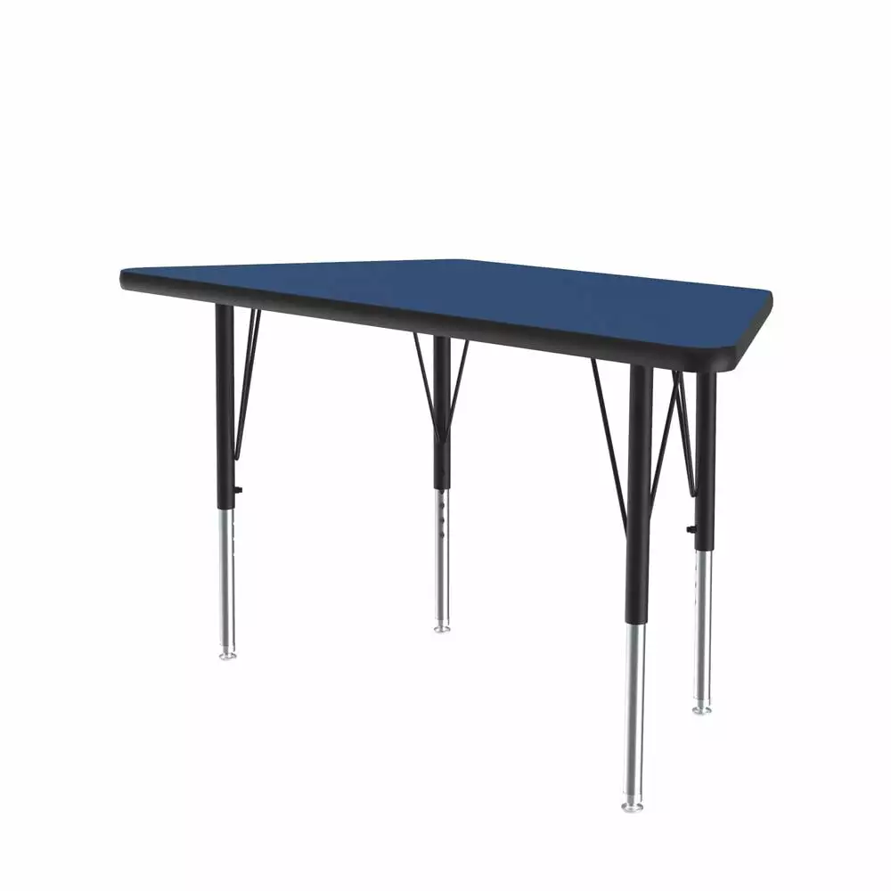 Correll Inc Deluxe High-Pressure Top Activity Table 24x48 Trapezoid Blue Black Chrome