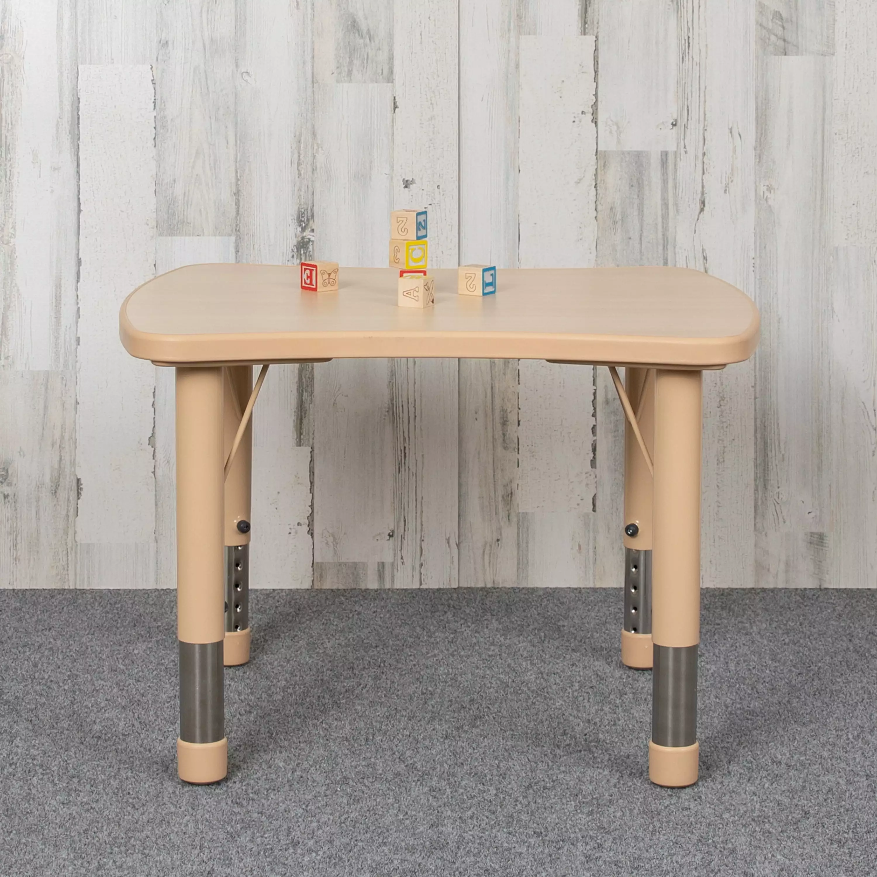 Emma + Oliver 21.875x26.625 Natural Plastic Adjustable Activity Table School Table 4 Kids EMMA   OLIVER