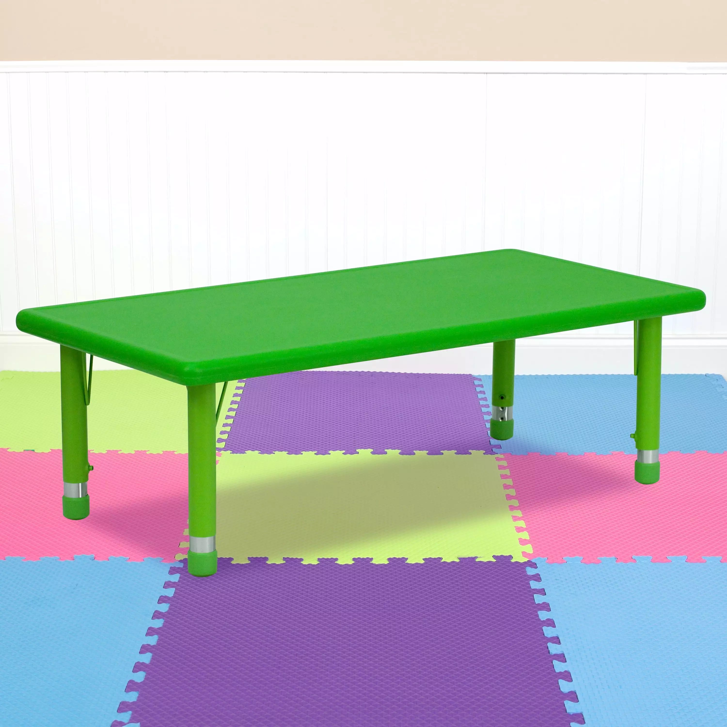 Flash Furniture 24x48 Rectangular Green Plastic Height Adjustable Activity Table