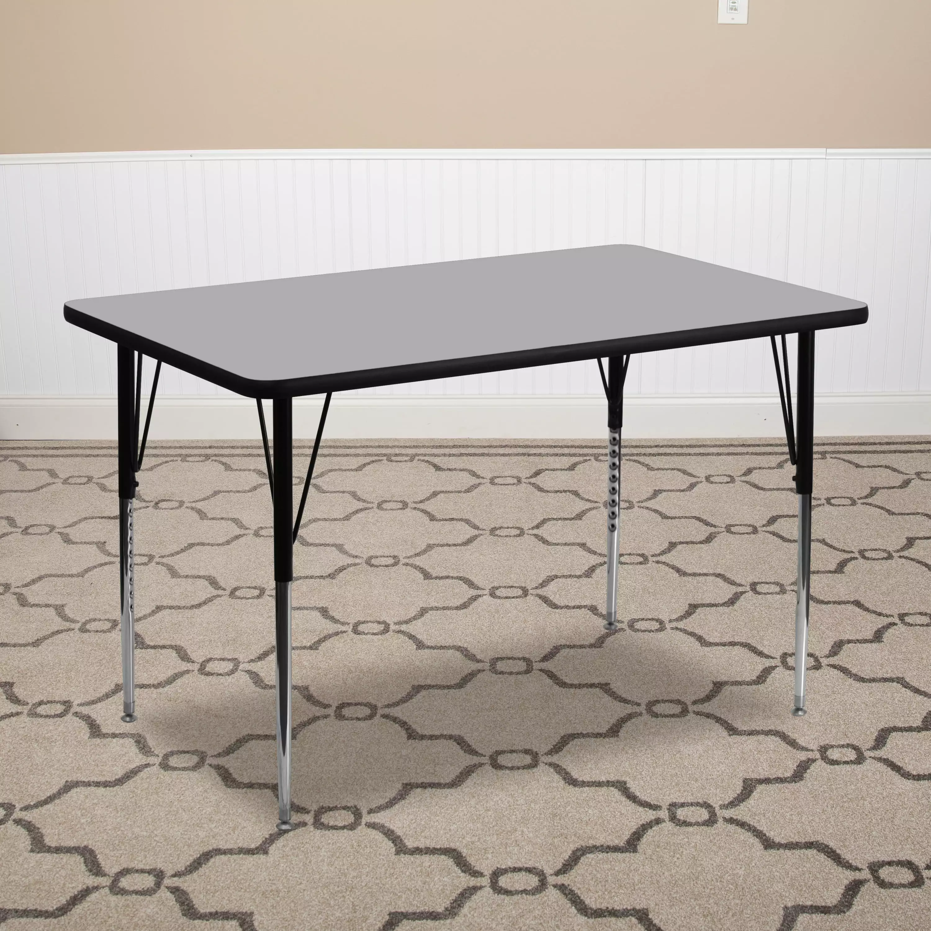 Flash Furniture 30W x 72L Rectangular Grey Thermal Laminate Adjustable Activity Table