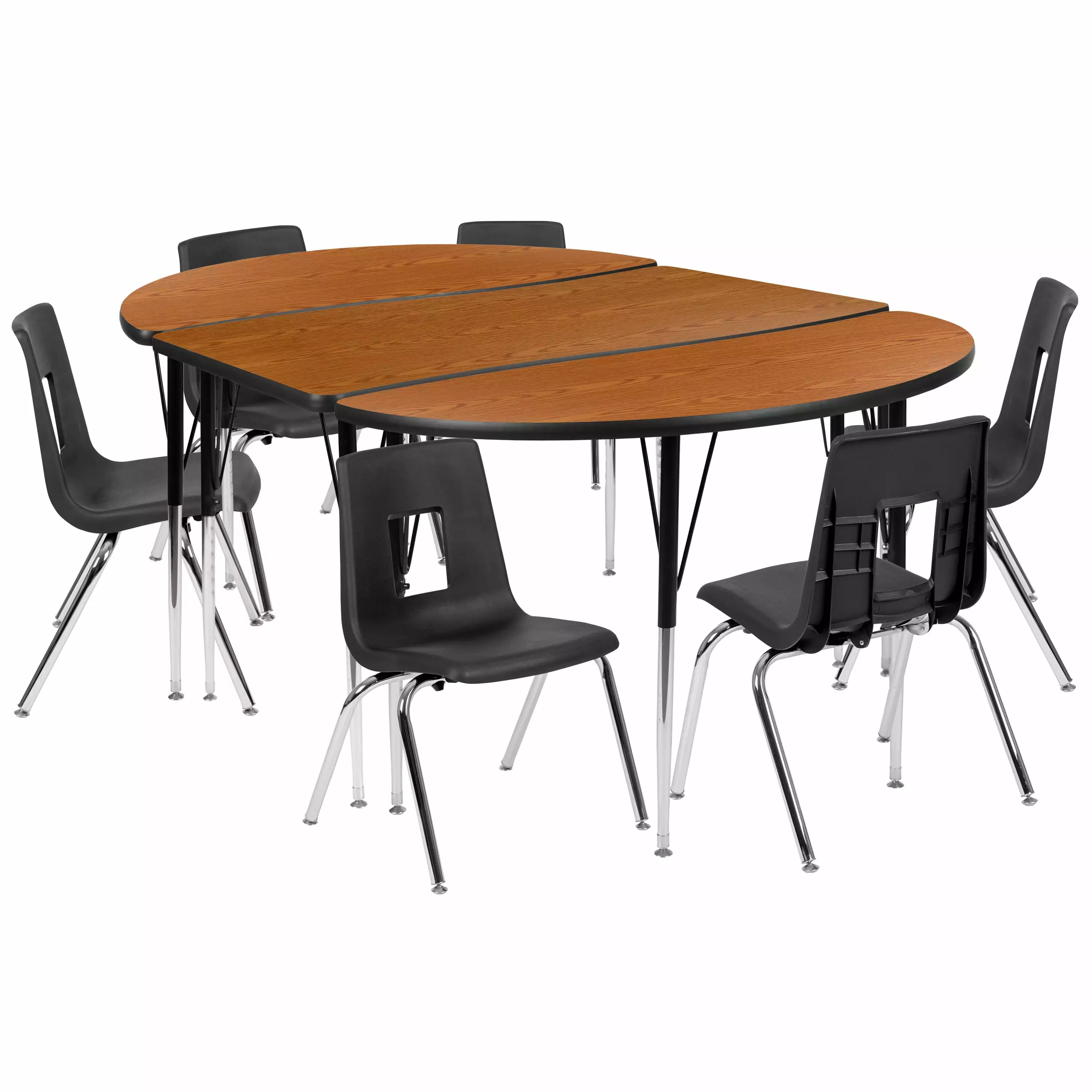 Flash Furniture Emmy 76 Oval Wave Flexible Laminate Activity Table 16 Stack Chairs