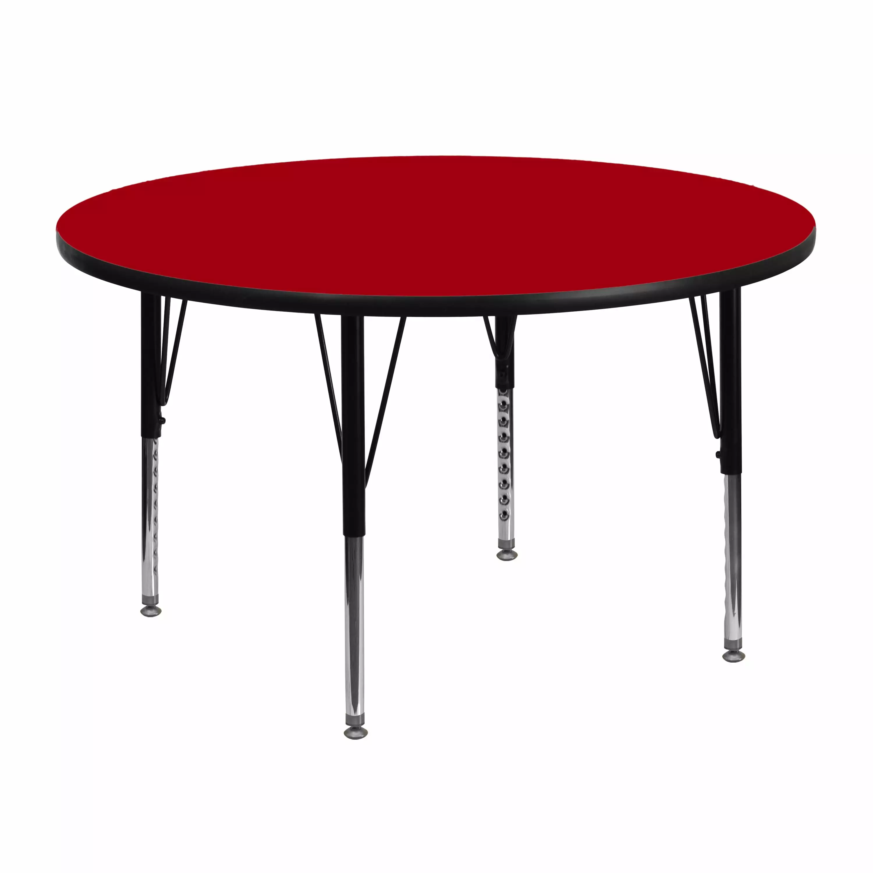 Flash Furniture 48 Round Red Thermal Laminate Activity Table Height Adjustable Short Legs