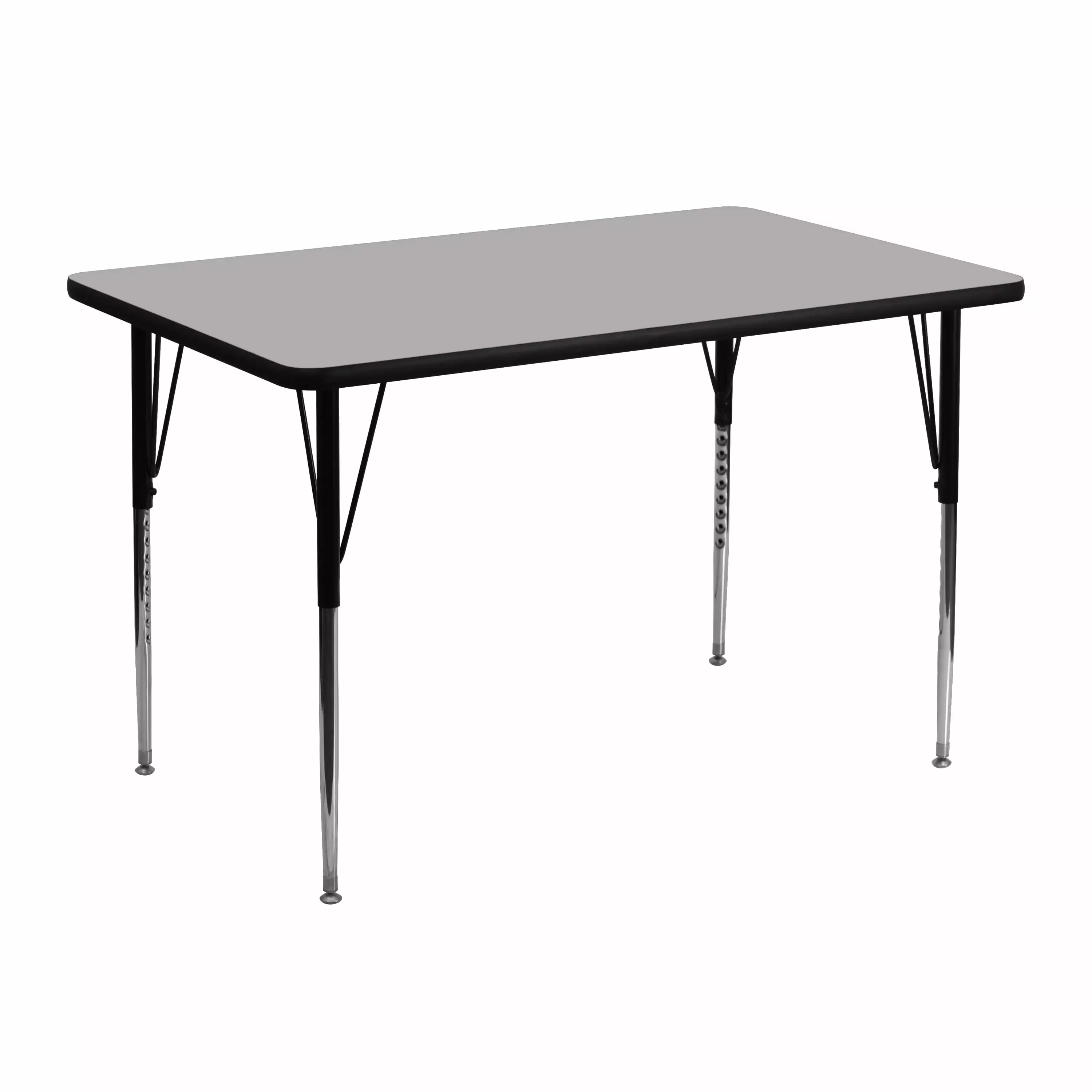 Flash Furniture Wren 30x48 Inch Rectangular Grey Thermal Laminate Activity Table Adjustable Standard Height Legs