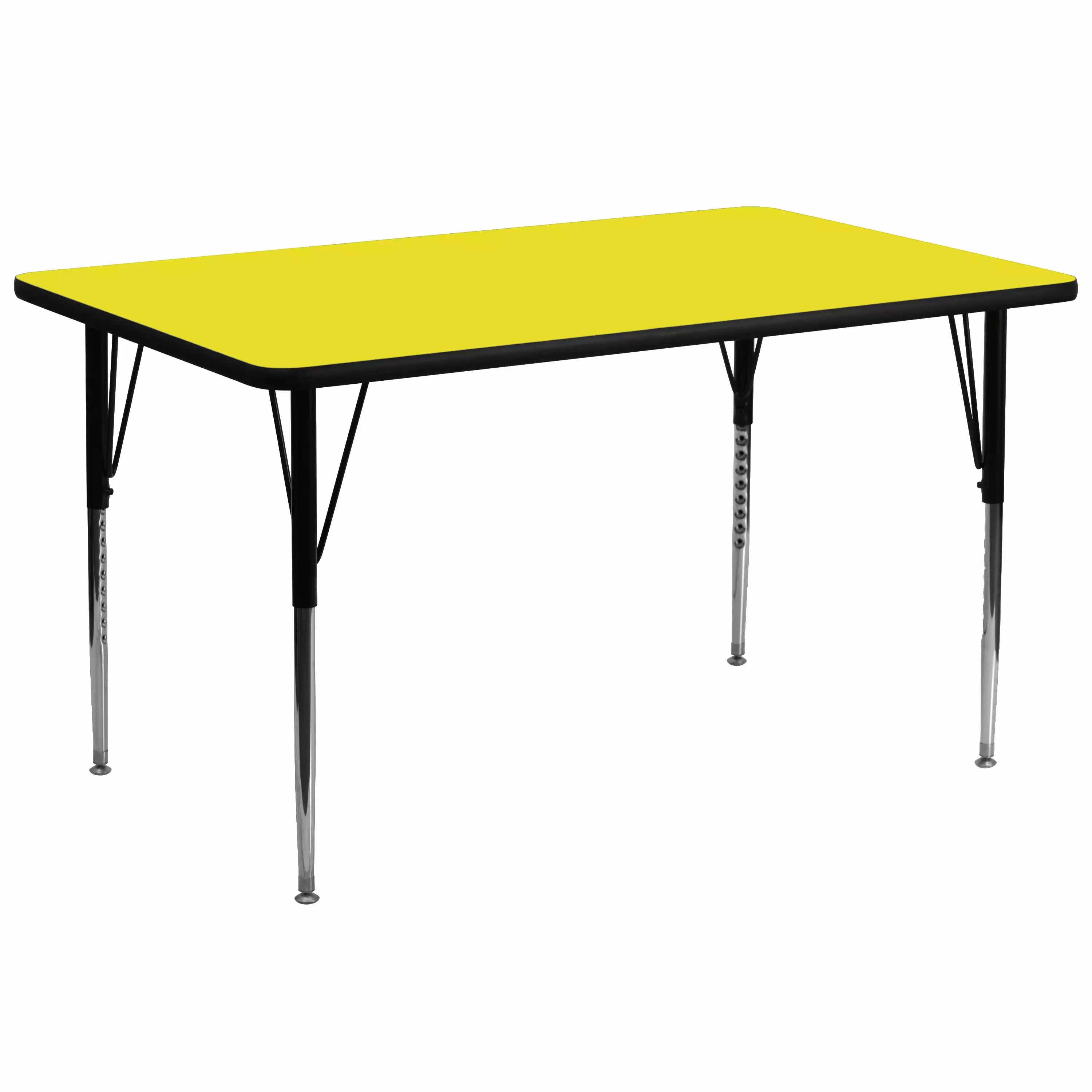 Flash Furniture Wren 30x72 Rectangular Yellow HP Laminate Activity Table Adjustable Height Legs