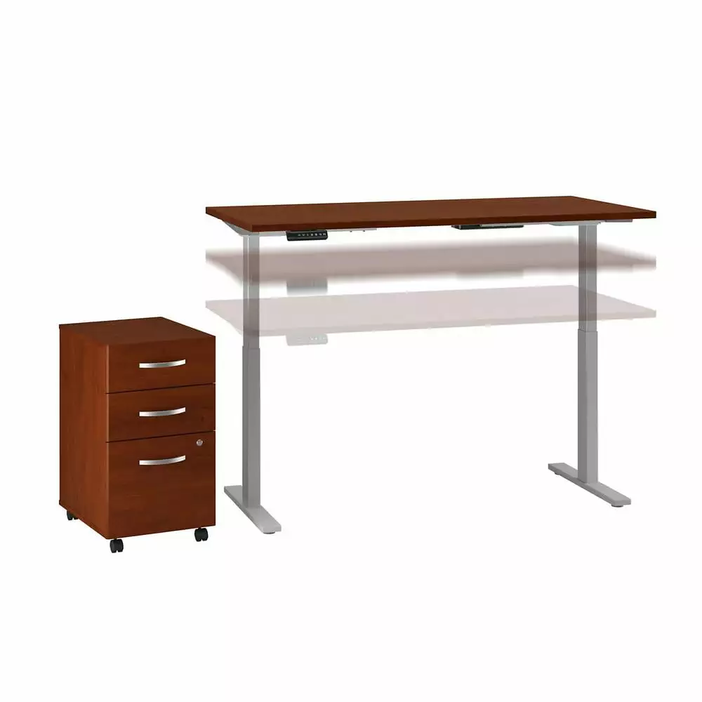 Move 60 Series 60W x 30D Adjustable Desk Set Hansen Cherry Engineered Wood Bush Business Furniture