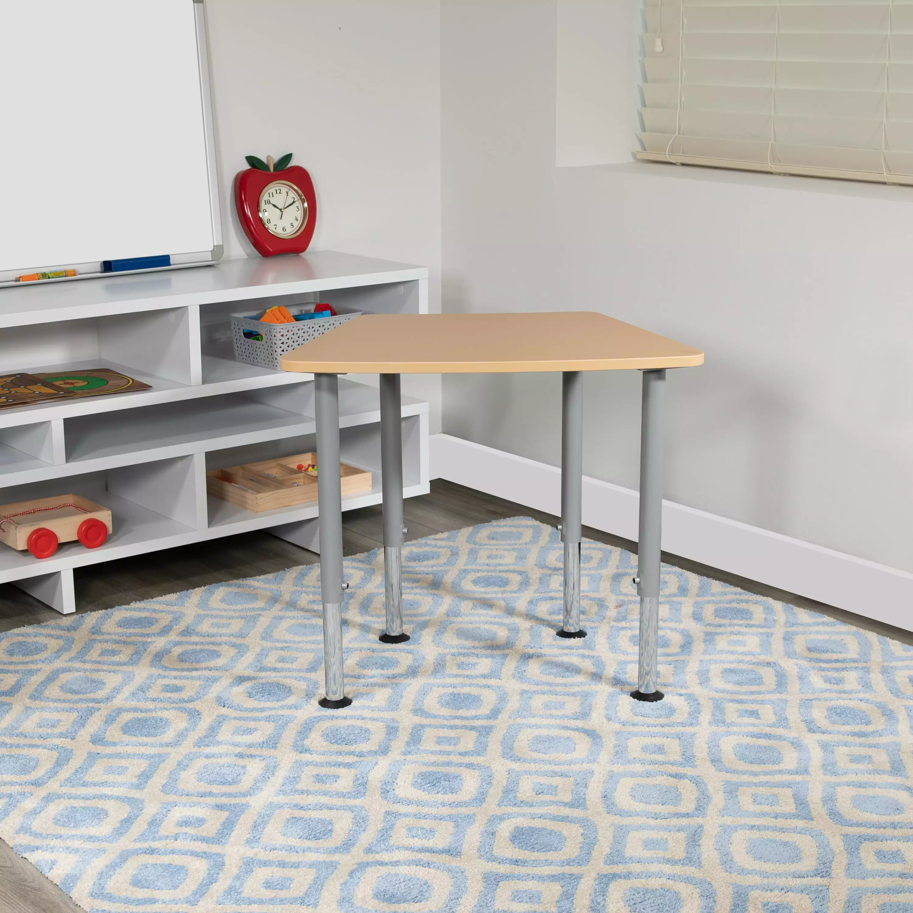 Emma + Oliver Hex Natural Collaborative Adjustable Student Desk Home and Classroom EMMA   OLIVER
