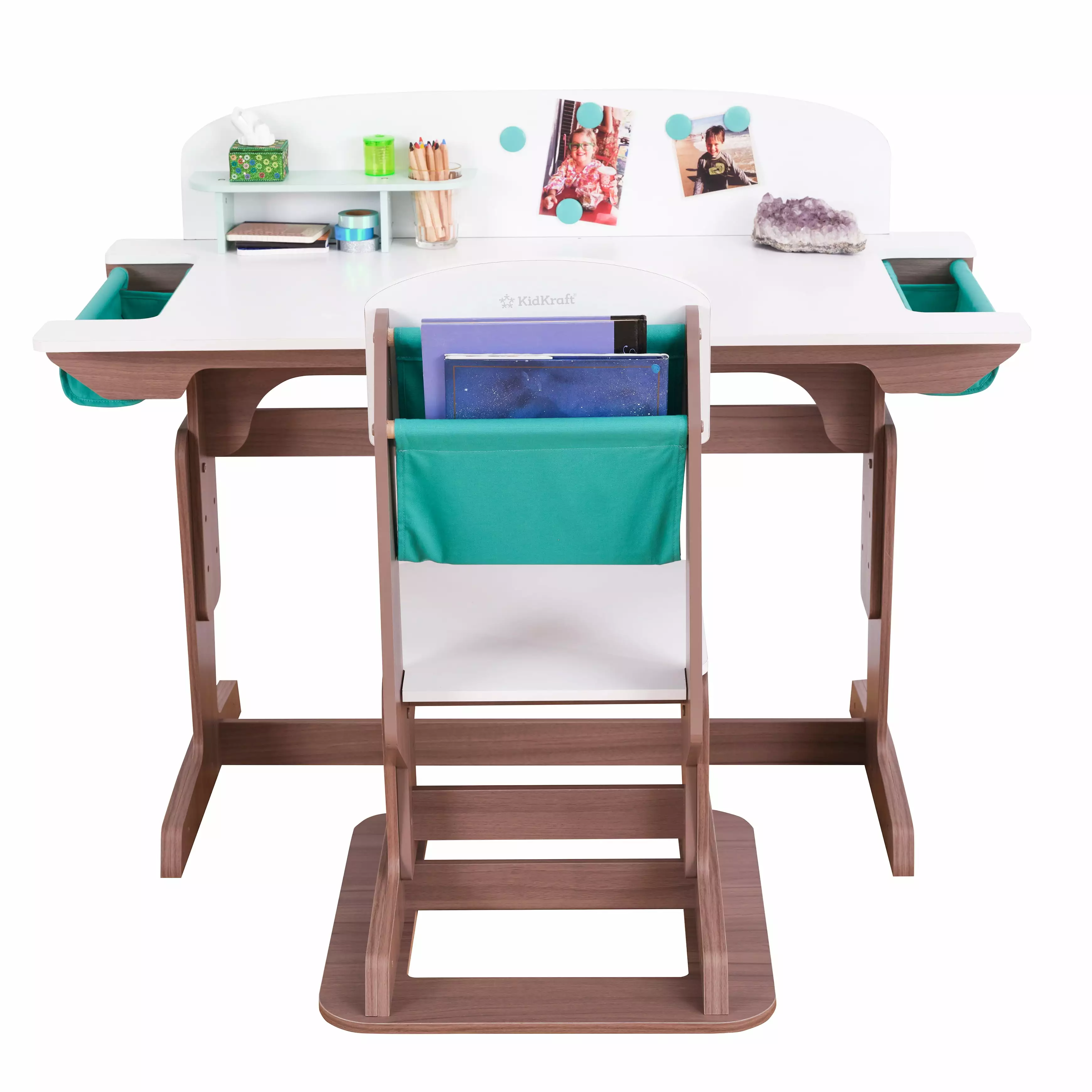 KidKraft Grow Together Pocket Adjustable Desk Hutch and Chair Gray Ash