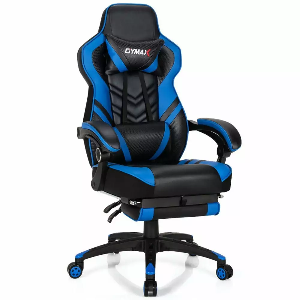 Spaco Adjustable Gaming Chair Footrest Home Office Blue
