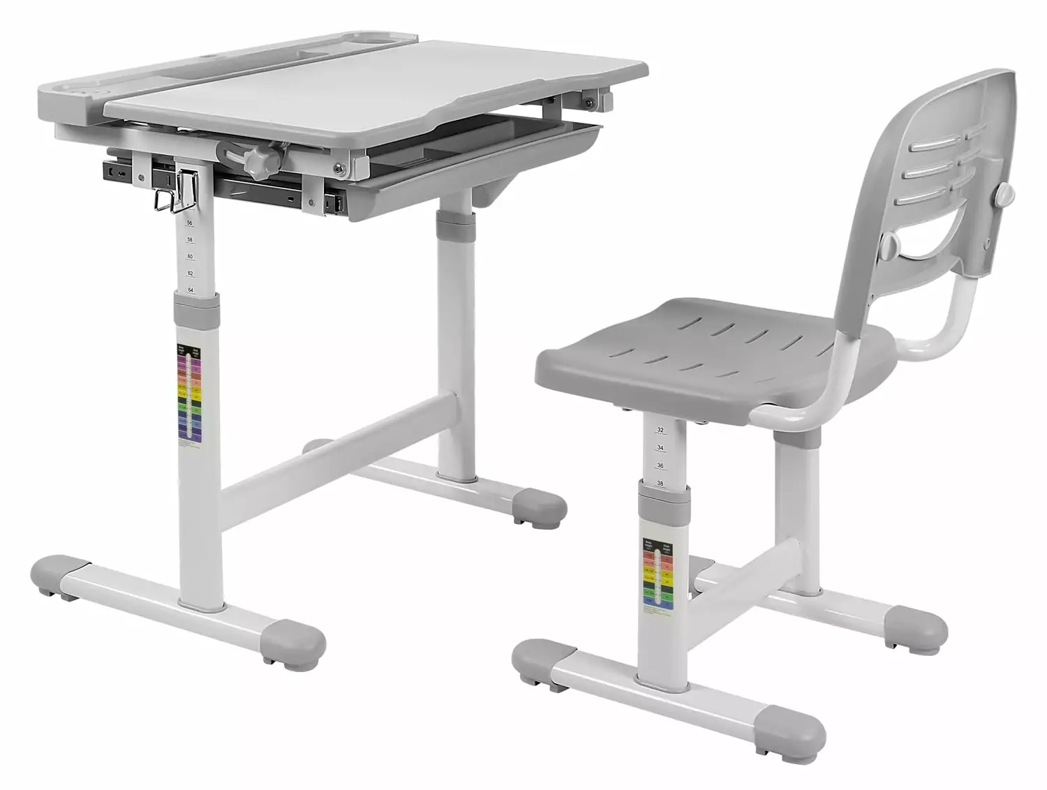 Mount-It Height Adjustable Child's Desk and Chair Set Grey Kids Study Furniture Mount-It!