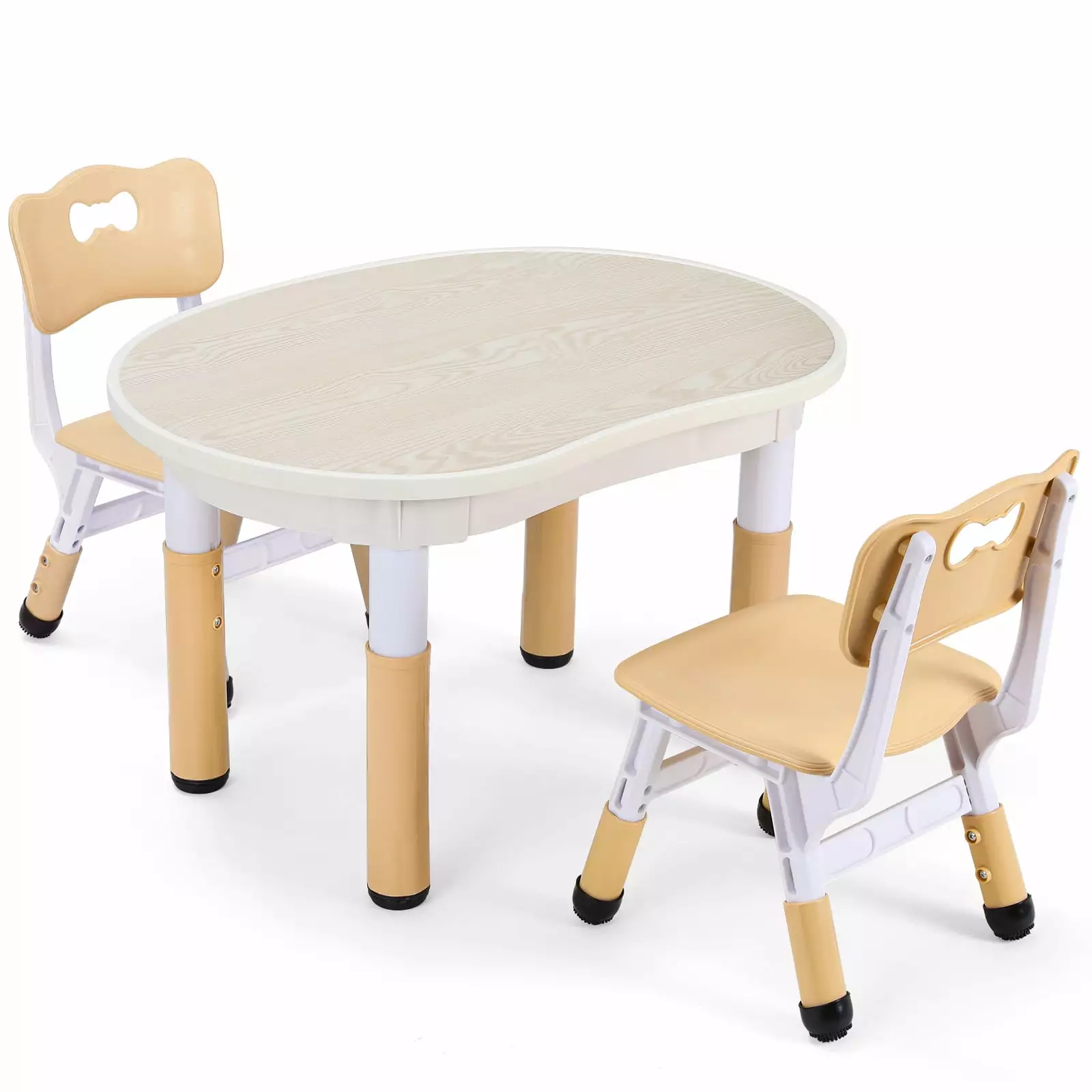 Arlopu Kids Table and 2 Chairs Set Adjustable Height Toddler Play Activity Table Graffiti Desktop