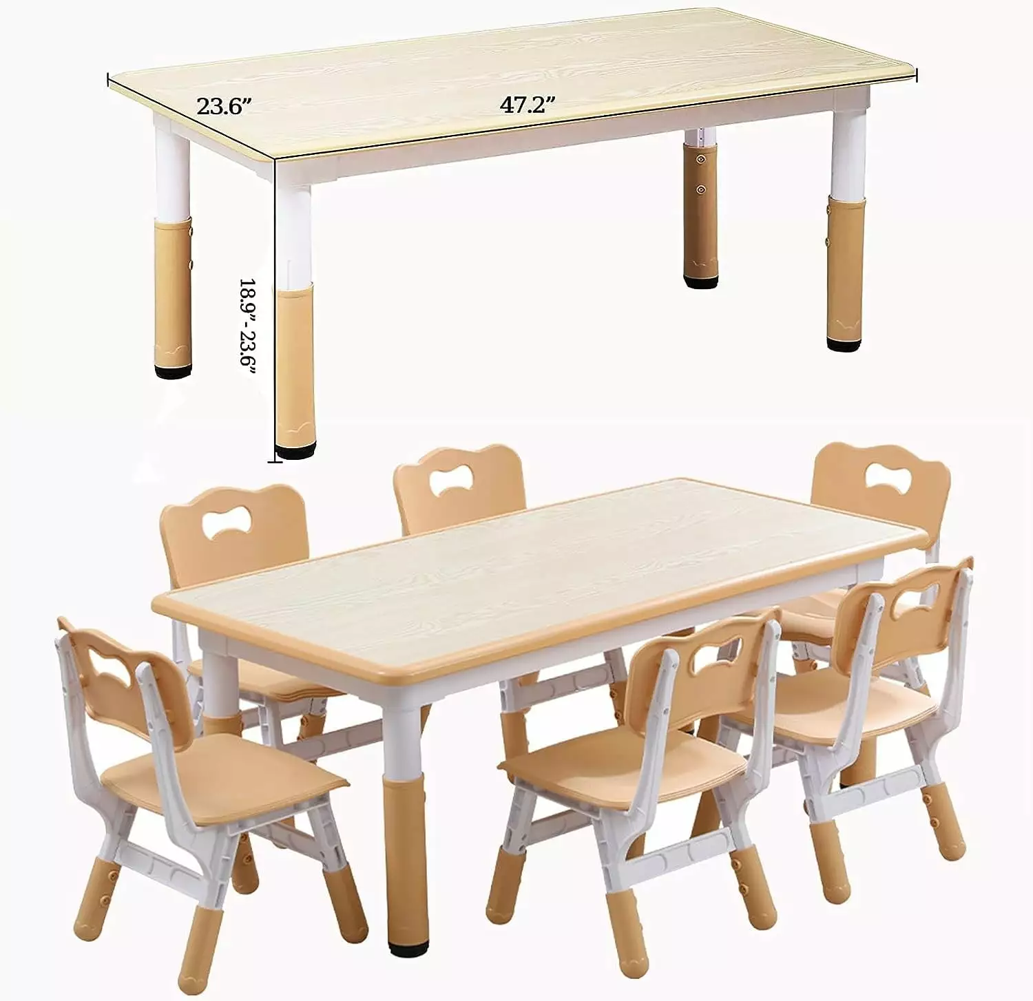 Tropow Kids Table and Chairs Set Height Adjustable Arts & Crafts Table Ages 2-10