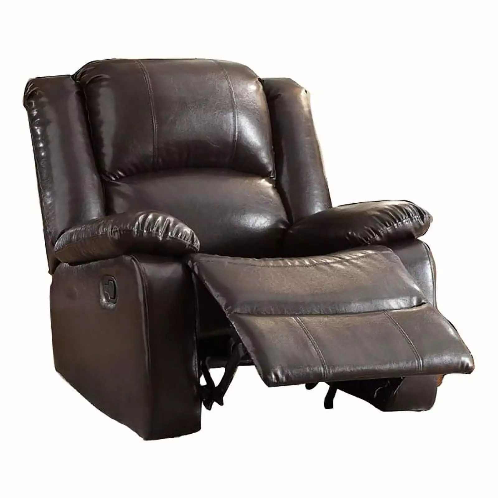 Bowery Hill Faux Leather Upholstered Pillow Top Arm Recliner Chocolate