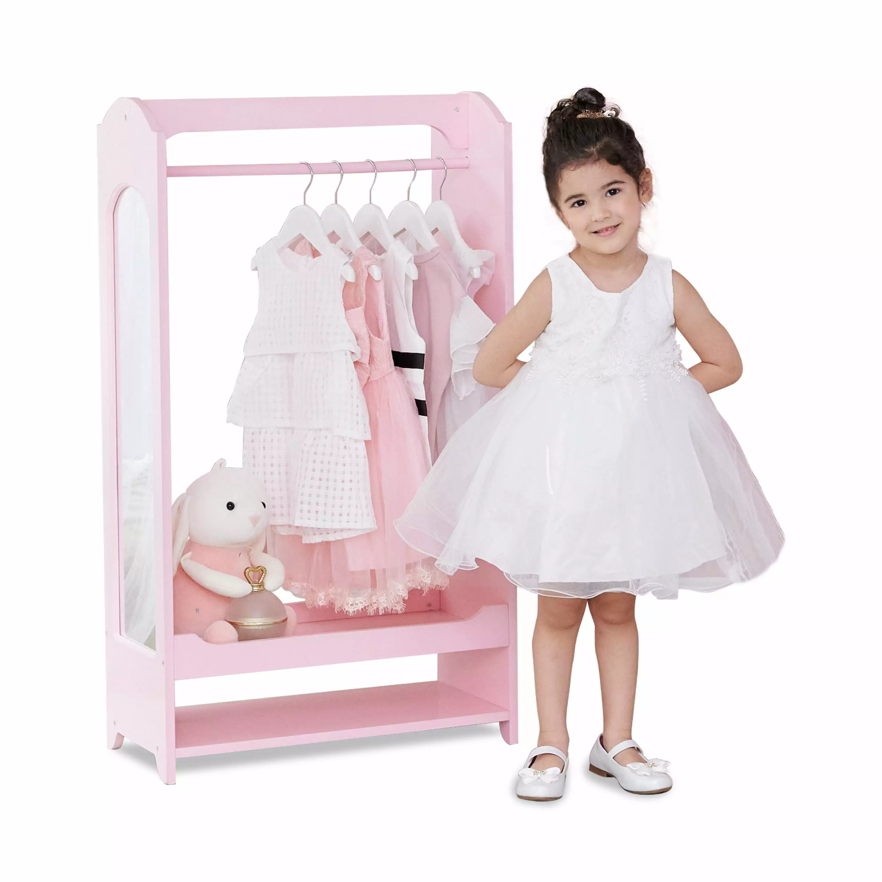 Fantasy Fields Little Princess Bella Wooden Open Armoire Pink Kids Closet Storage
