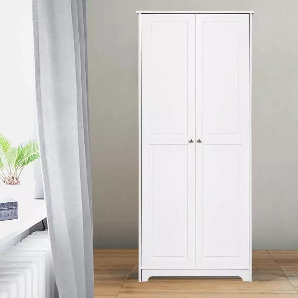 Ktaxon 2-Door Armoire 5 Shelves - White Pantry Storage Cabinet and Wardrobe