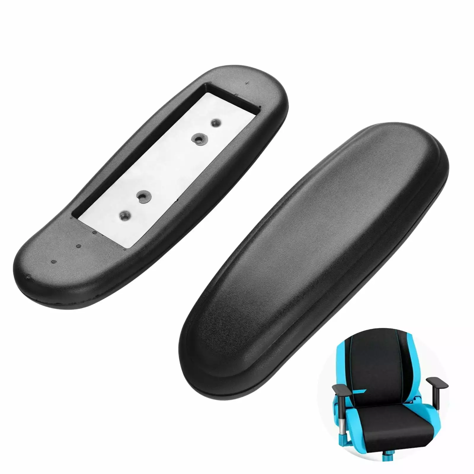 Universal Gaming Chair Armrest Replacements 2pcs PU Office Chair Arm Pads 4 Mounting Holes Elbow Support Coofit