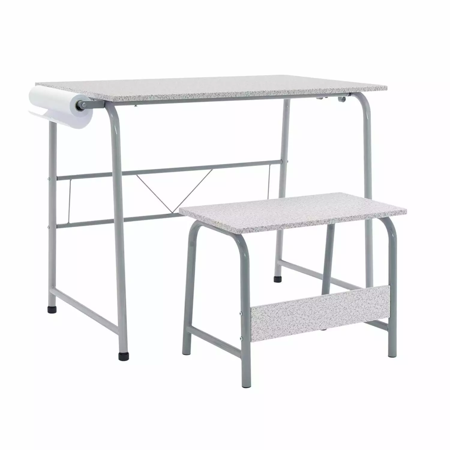 Studio Designs Project Center 2-Piece Metal Art Desk and Bench Set Gray Artists and Students