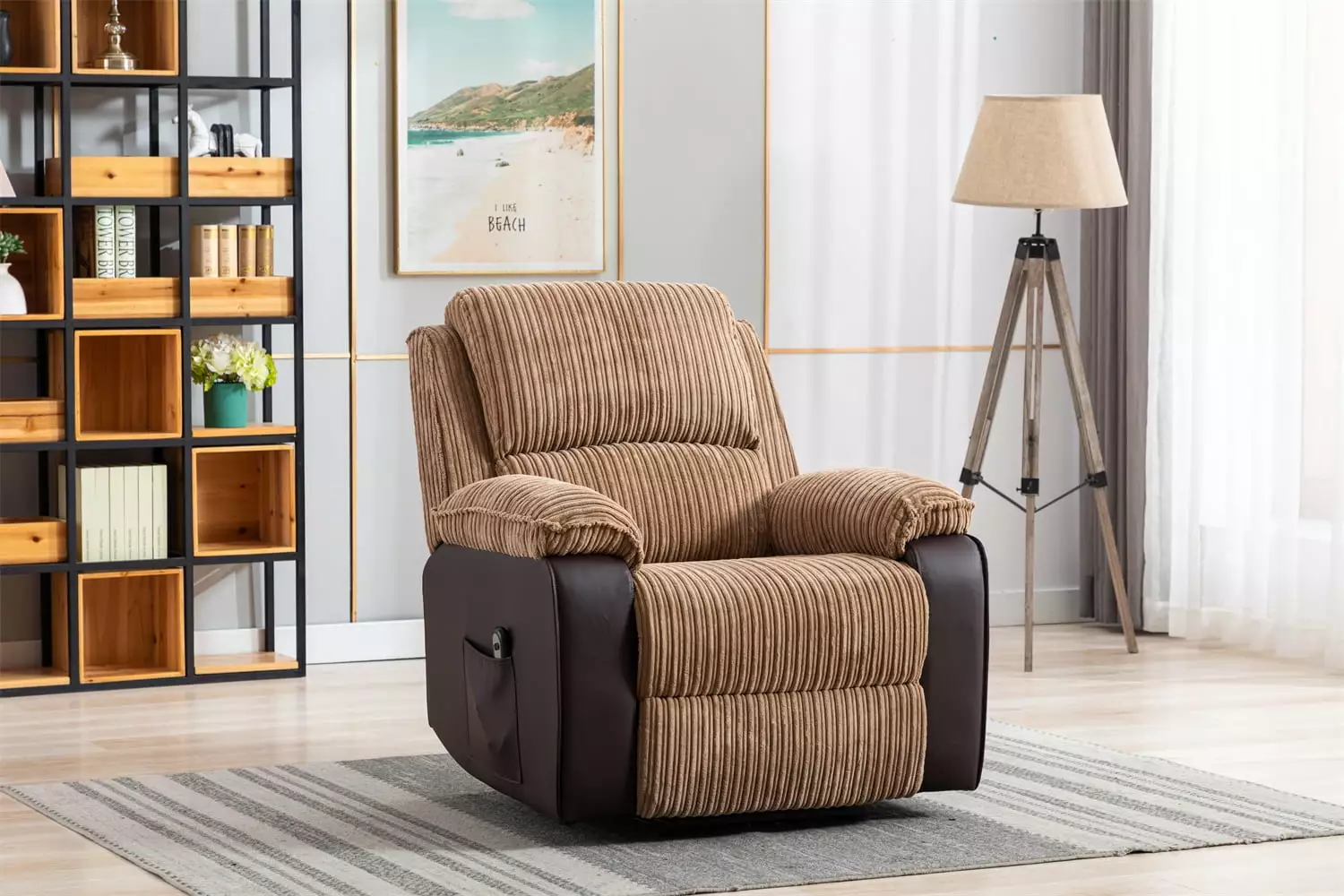 Automatic Recliner Chair Adjustable Home Theater Fabric Sofa Thick Seat and Headrest ARCTICSCORPION