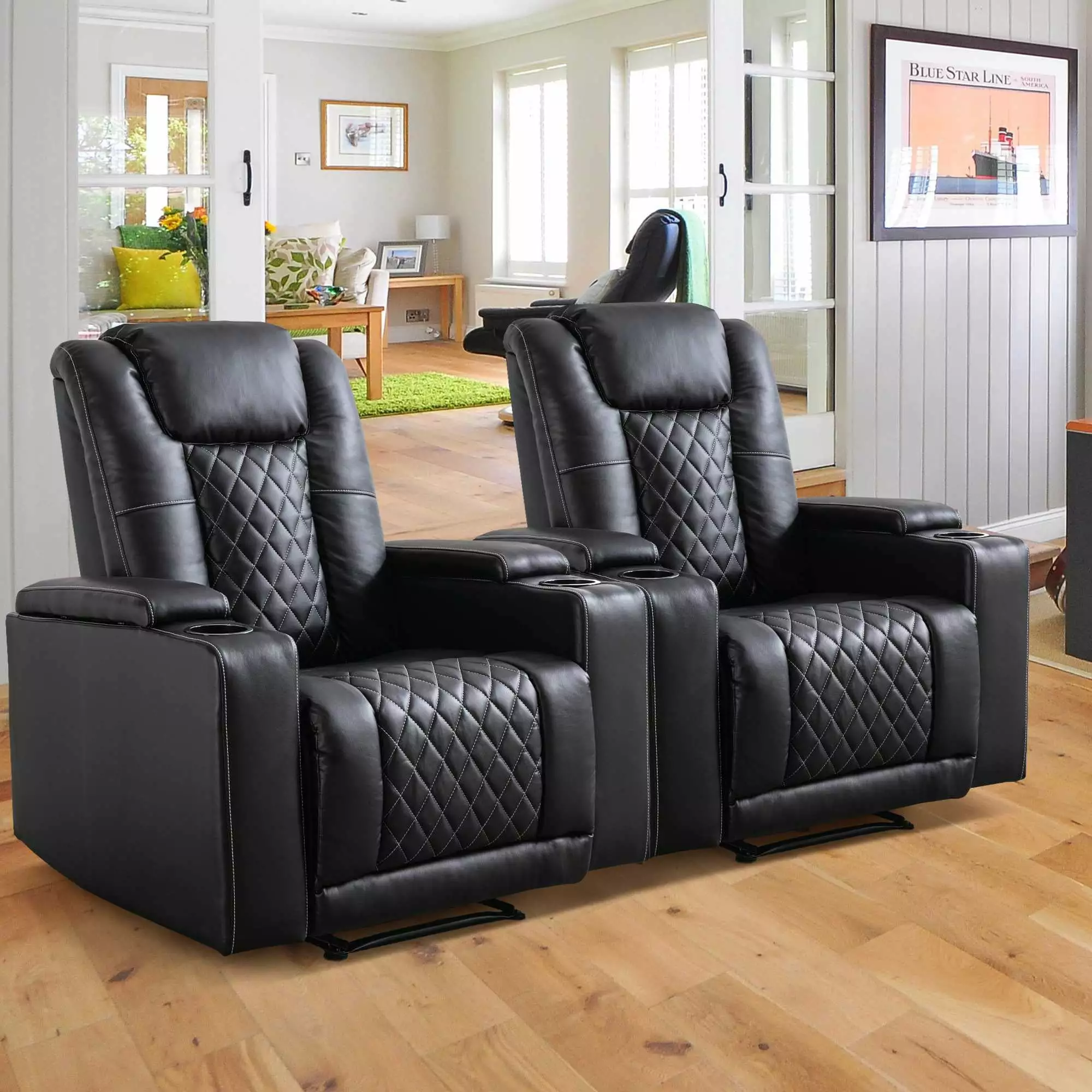 Recliner Chair 2 Cup Holders Convenient Living Room Seating CANMOV