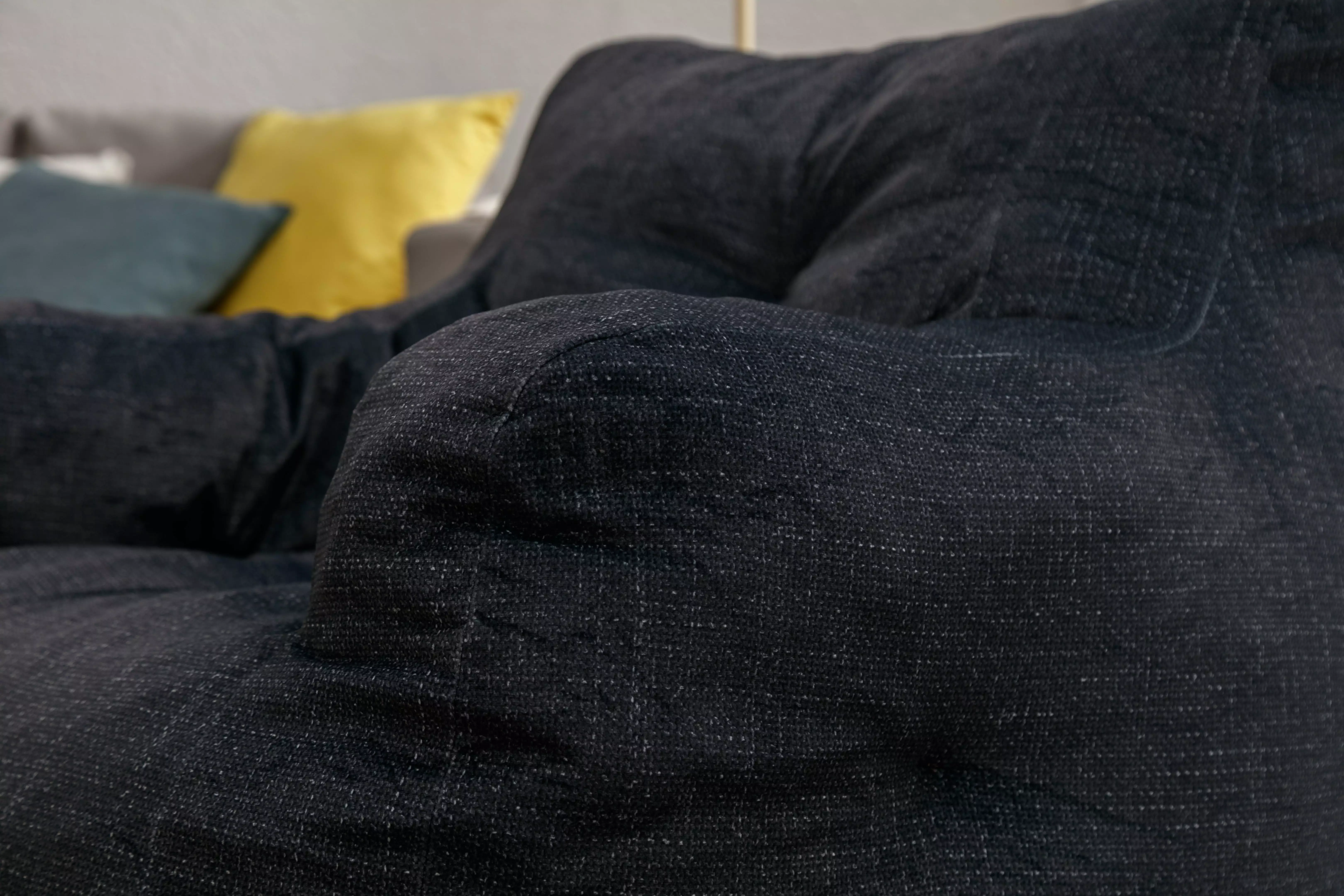 Soft Velvet Memory Sponge Bean Bag Chair Dark Gray Comfortable Seating Relaxing Lounging and Gaming latulipo