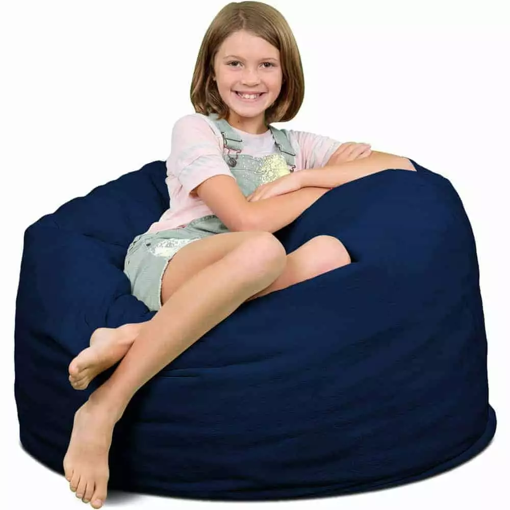 Supreme Sack 3000 3 Foot Giant Bean Bag Chair Machine Washable Cover Navy Suede Ultimate Sack