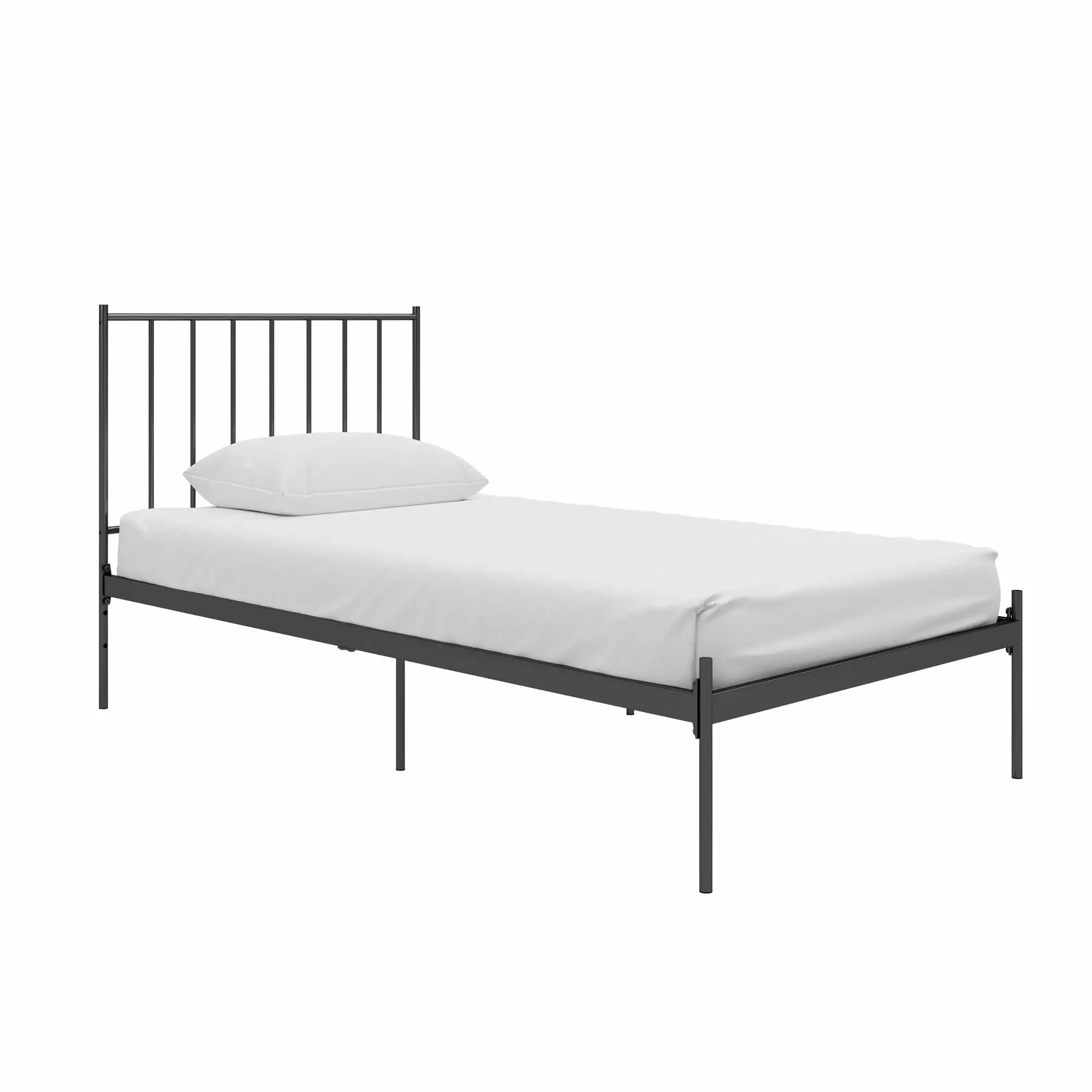 RealRooms Ares Metal Twin Size Bed Frame Adjustable Height Black Finish