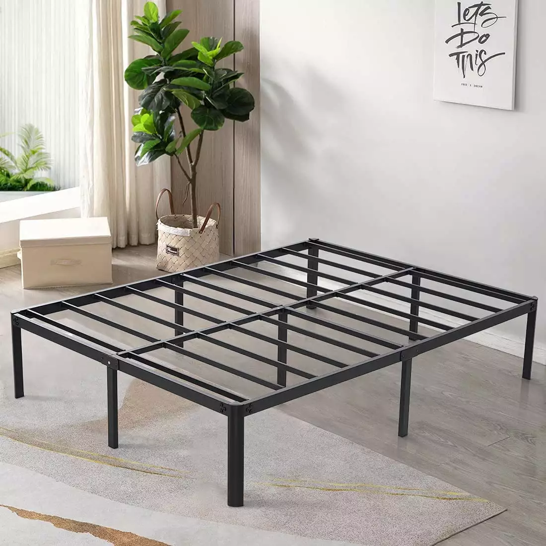 Tatago 16-Inch Heavy Duty Bed Frame Curved Legs Mattress Foundation Metal Platform Withstand 3500 Pounds King