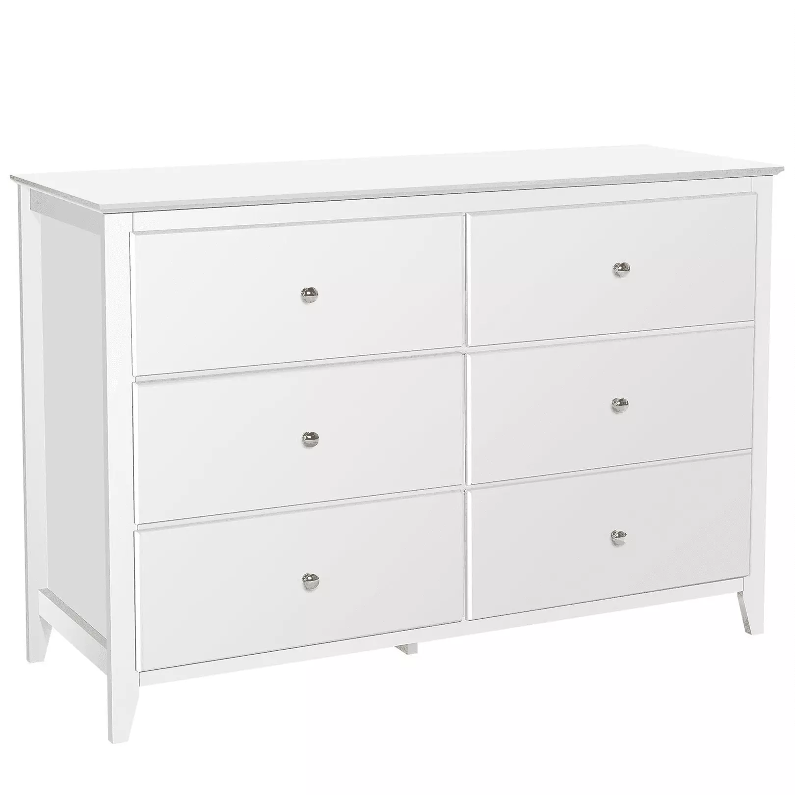 6 Drawer White Double Dresser Gold Handles - Modern Bedroom Storage SEJOV