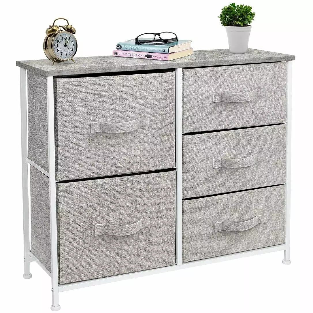 5 Drawers Chest Dresser Grey Bedroom Storage Organization Bed Bath & Beyond