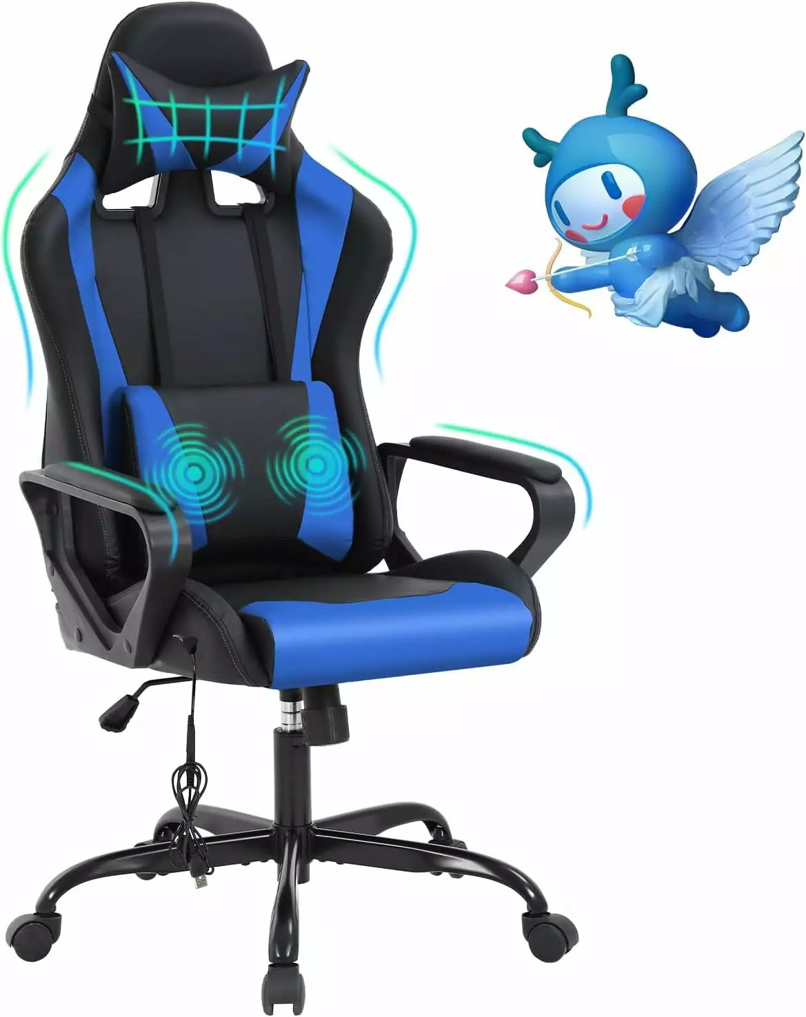 Computer Gaming Chairs Massage Big Tall Gamer Chair Adult Teen Kids Ergonomic PC Office Desk Chair Headrest Lumbar Support...