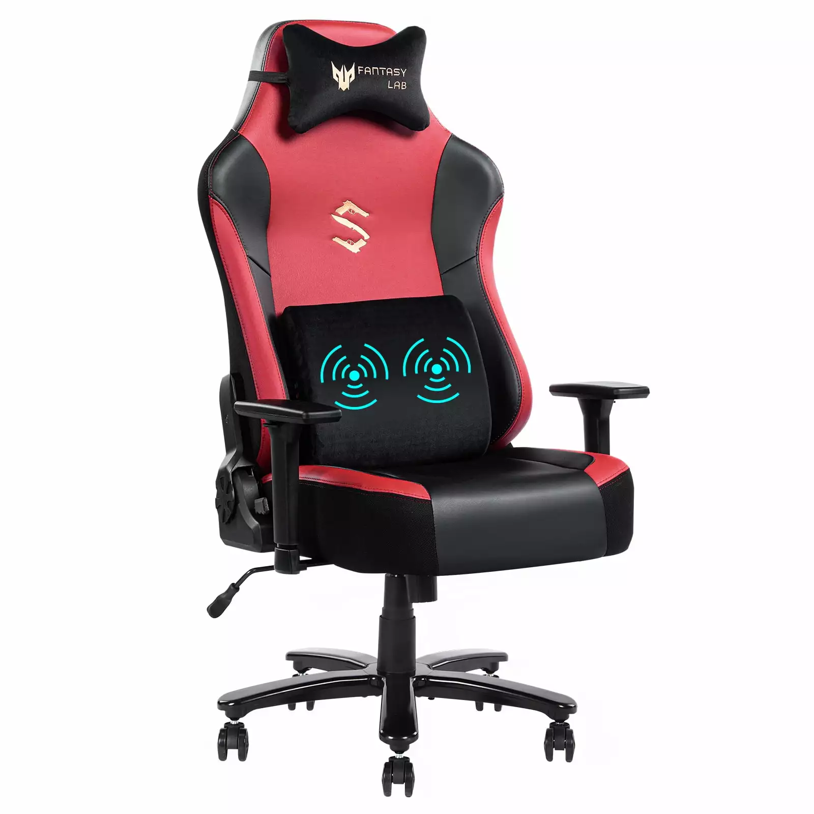GeeHome Big and Tall Gaming Chair 400lbs Massage Lumbar Pillow Headrest 3D Armrest PU Leather Metal Base