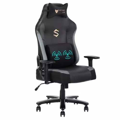 Big and Tall Gaming Chair 400lbs Massage Lumbar Pillow Headrest 3D Armrest PU Leather Metal Base Super Dope