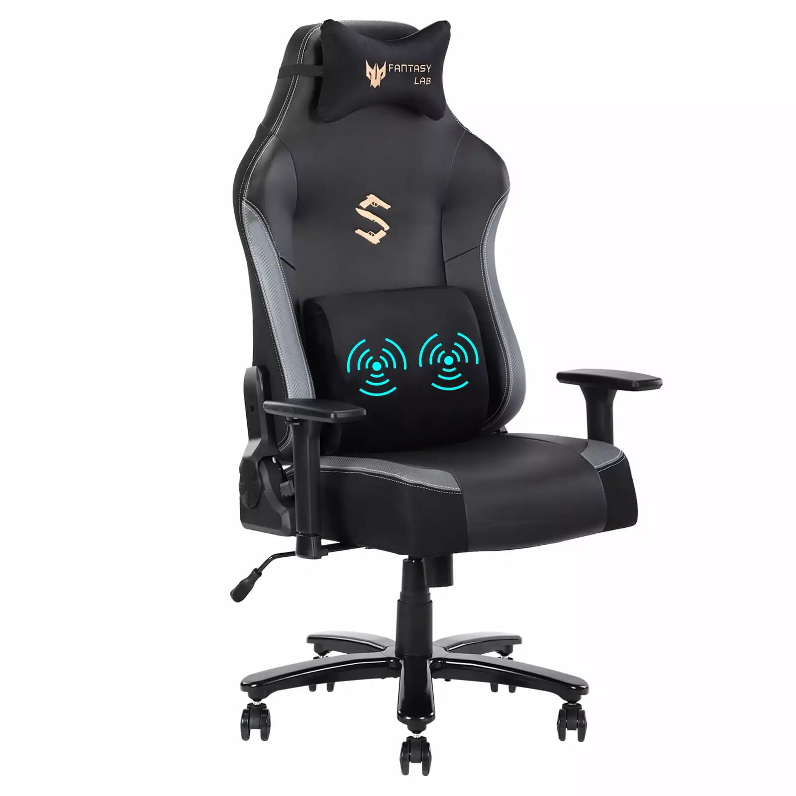 Big and Tall Gaming Chair 400lbs Capacity Massage Lumbar Pillow Headrest 3D Armrest Metal Base PU Leather SYLVTTY