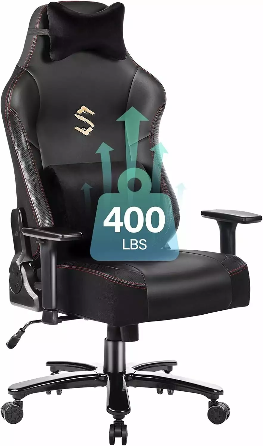 Big and Tall Gaming Chair 400lb Massage Memory Foam Adjustable Tilt High-Back Leather Racing Chair WRP