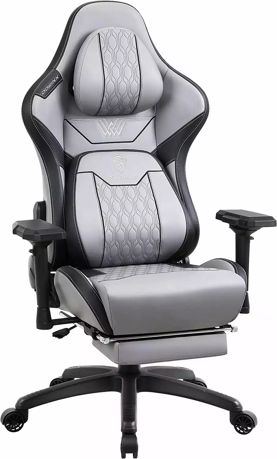 Big and Tall Gaming Chair Footrest High Back Ergonomic Office Chair Headrest Grey WRP