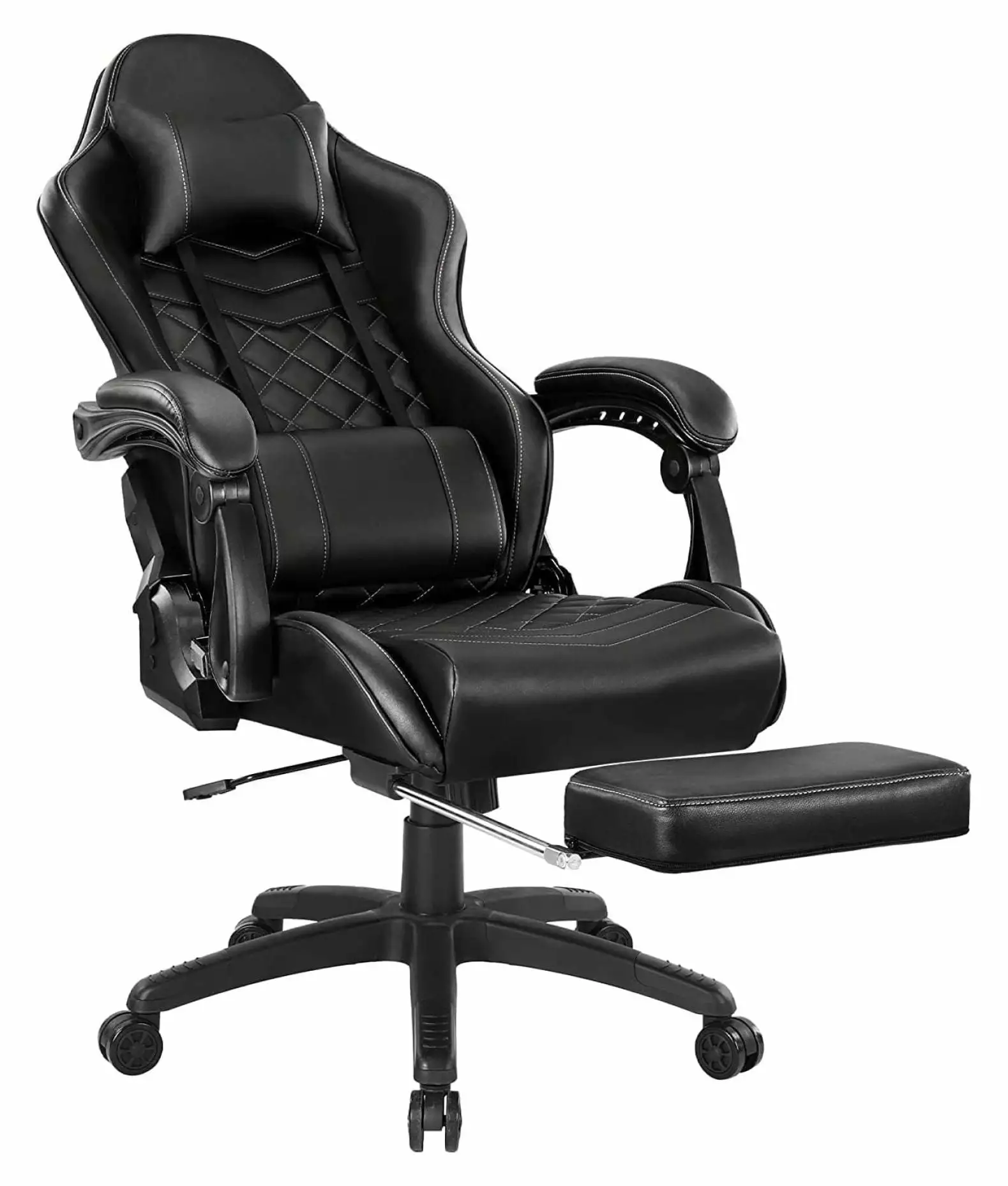 CLkPde Gaming Chair 350lbs Massage Computer Office Chair Footrest and Adjustable Armrest Heavy People