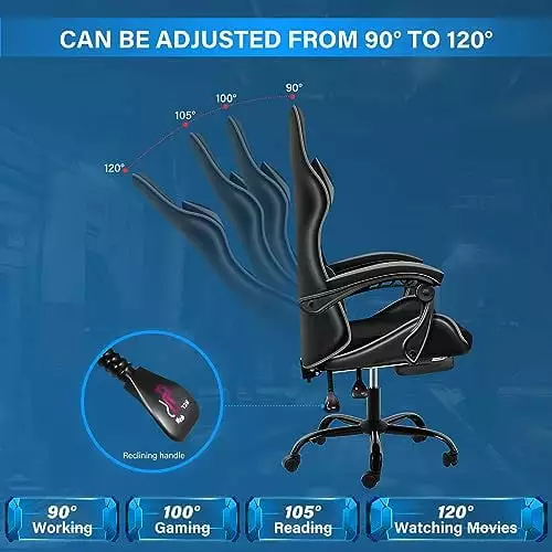 YSSOA Gaming Chair Footrest Big Tall Gamer Chair Racing Style Adjustable Swivel Office Chair Ergonomic Video Game Chair He...